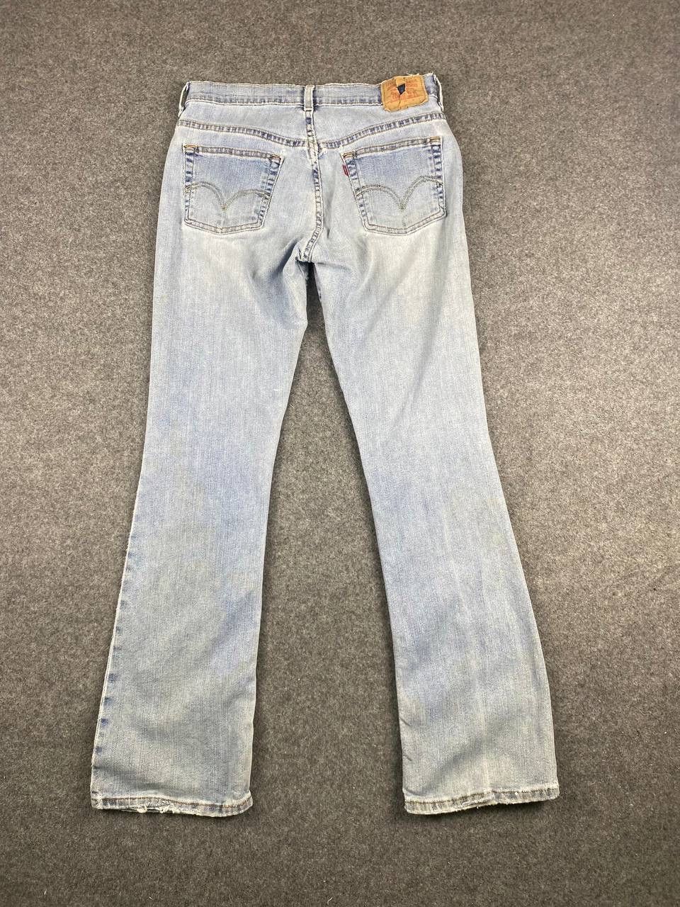 image of 515 Bootcut Stretch Distressed Denim Paint Splatter in Light Blue, Women's (Size 33)