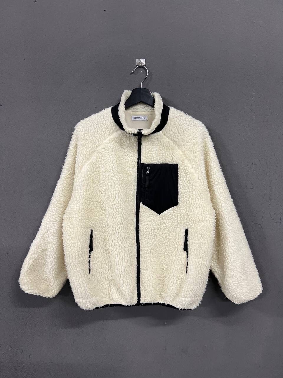 image of Browny Deep Pile Jacket in White, Men's (Size Large)