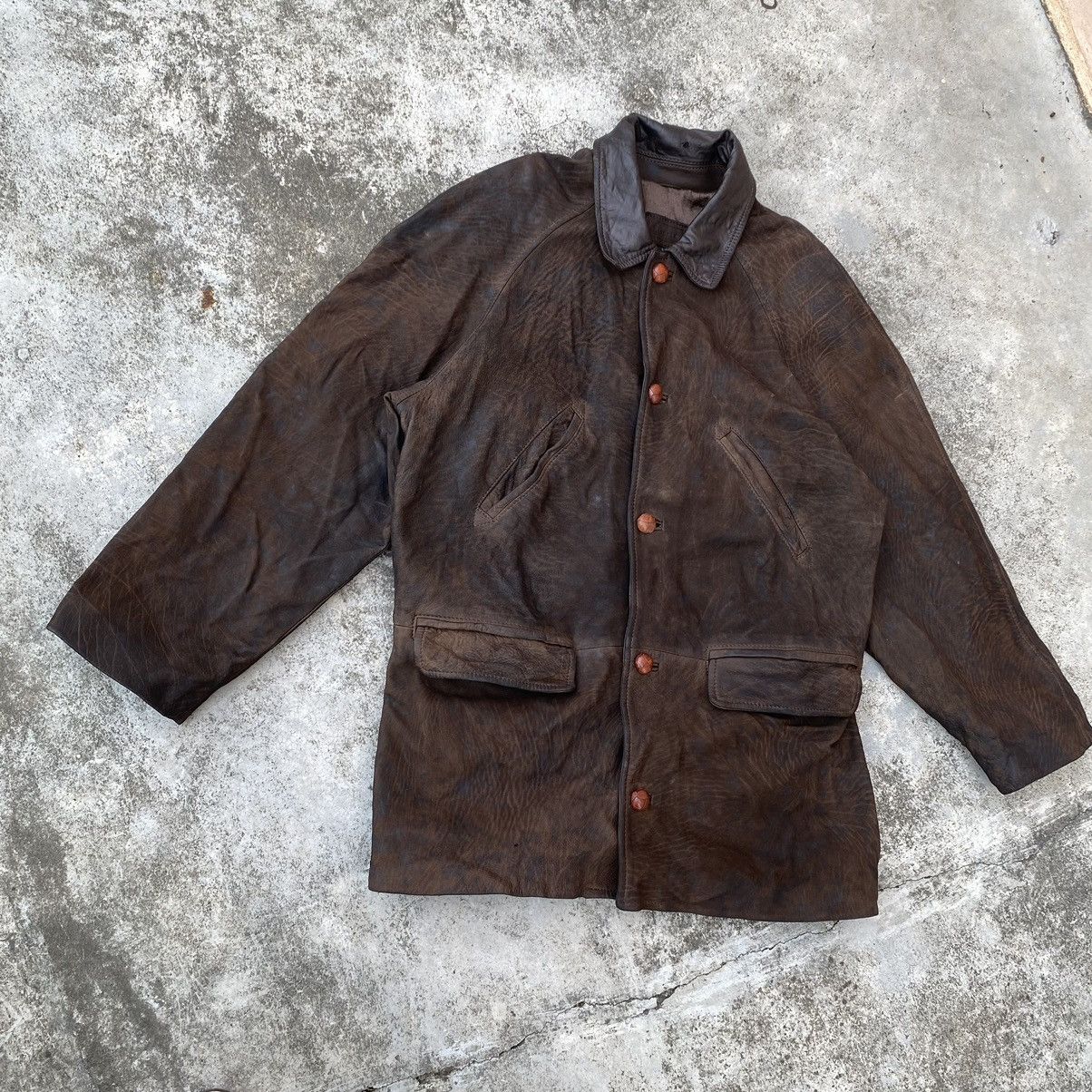 Genuine Leather × Japanese Brand × Vintage Steals🔥 Vintage Bisonte Leather Jacket Size US L / EU 52-54 / 3 - 7 Thumbnail