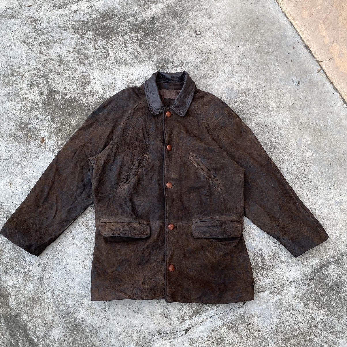 Genuine Leather × Japanese Brand × Vintage Steals🔥 Vintage Bisonte Leather Jacket Size US L / EU 52-54 / 3 - 2 Thumbnail