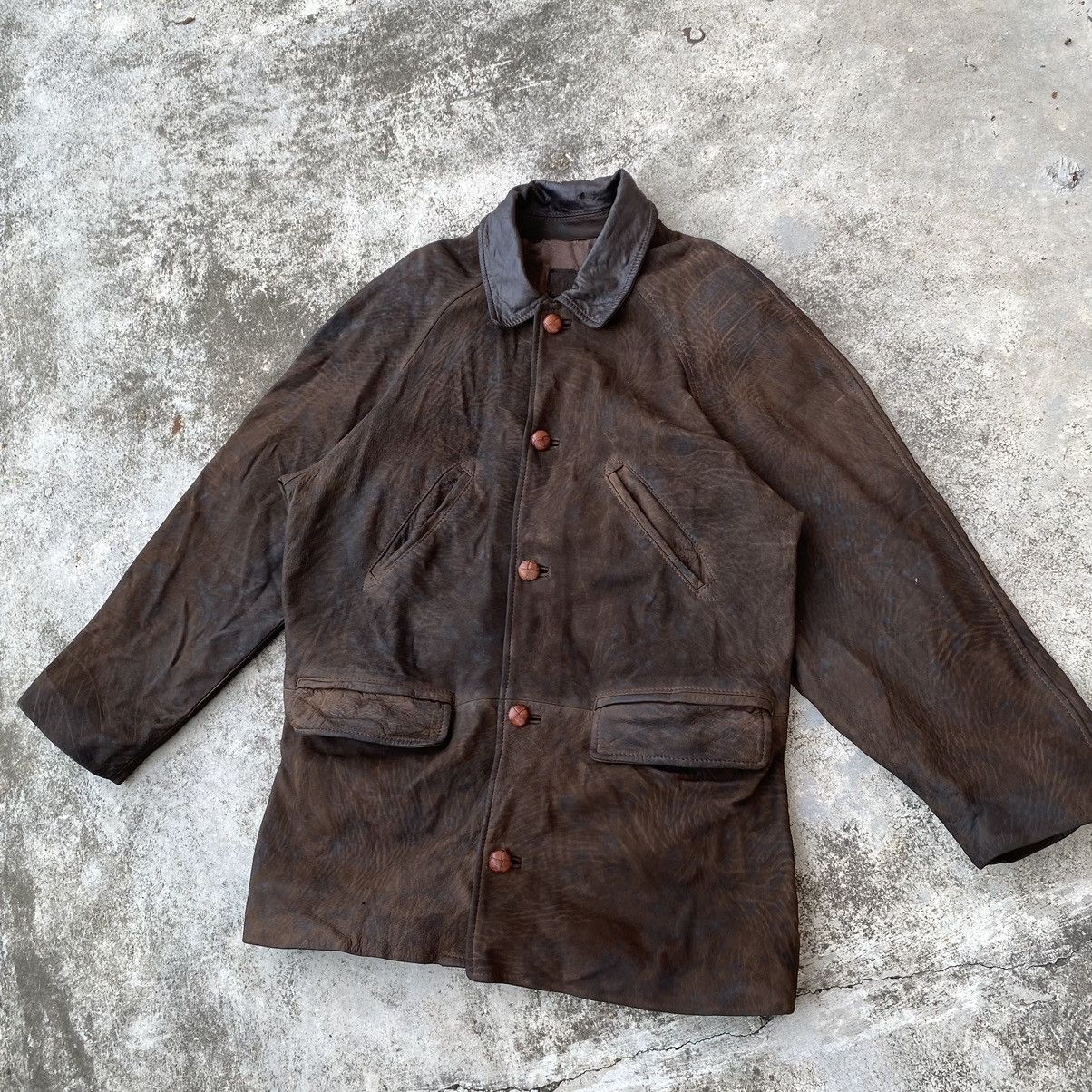 Genuine Leather × Japanese Brand × Vintage Steals🔥 Vintage Bisonte Leather Jacket Size US L / EU 52-54 / 3 - 8 Thumbnail