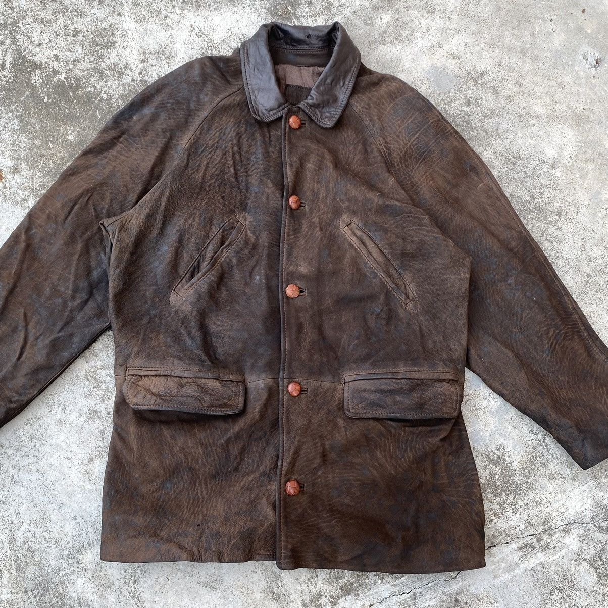 Genuine Leather × Japanese Brand × Vintage Steals🔥 Vintage Bisonte Leather Jacket Size US L / EU 52-54 / 3 - 6 Thumbnail