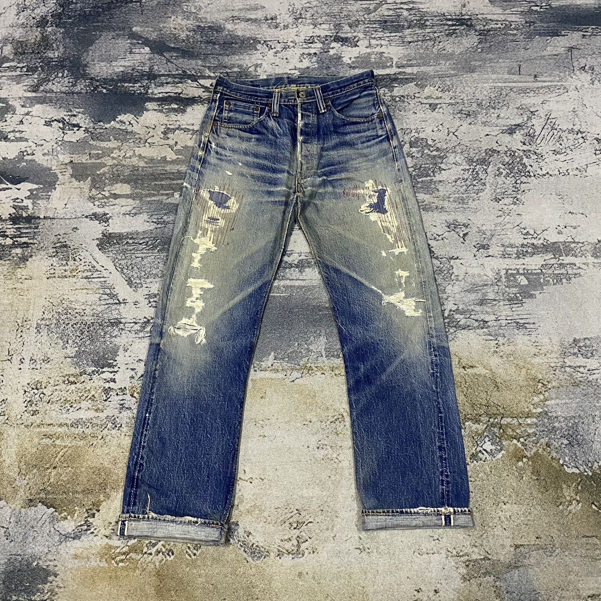 image of Selvedge Vintage Warehouse 1Of1 Kapital Style Denim Jeans in Faded Washed Blue, Men's (Size 30)