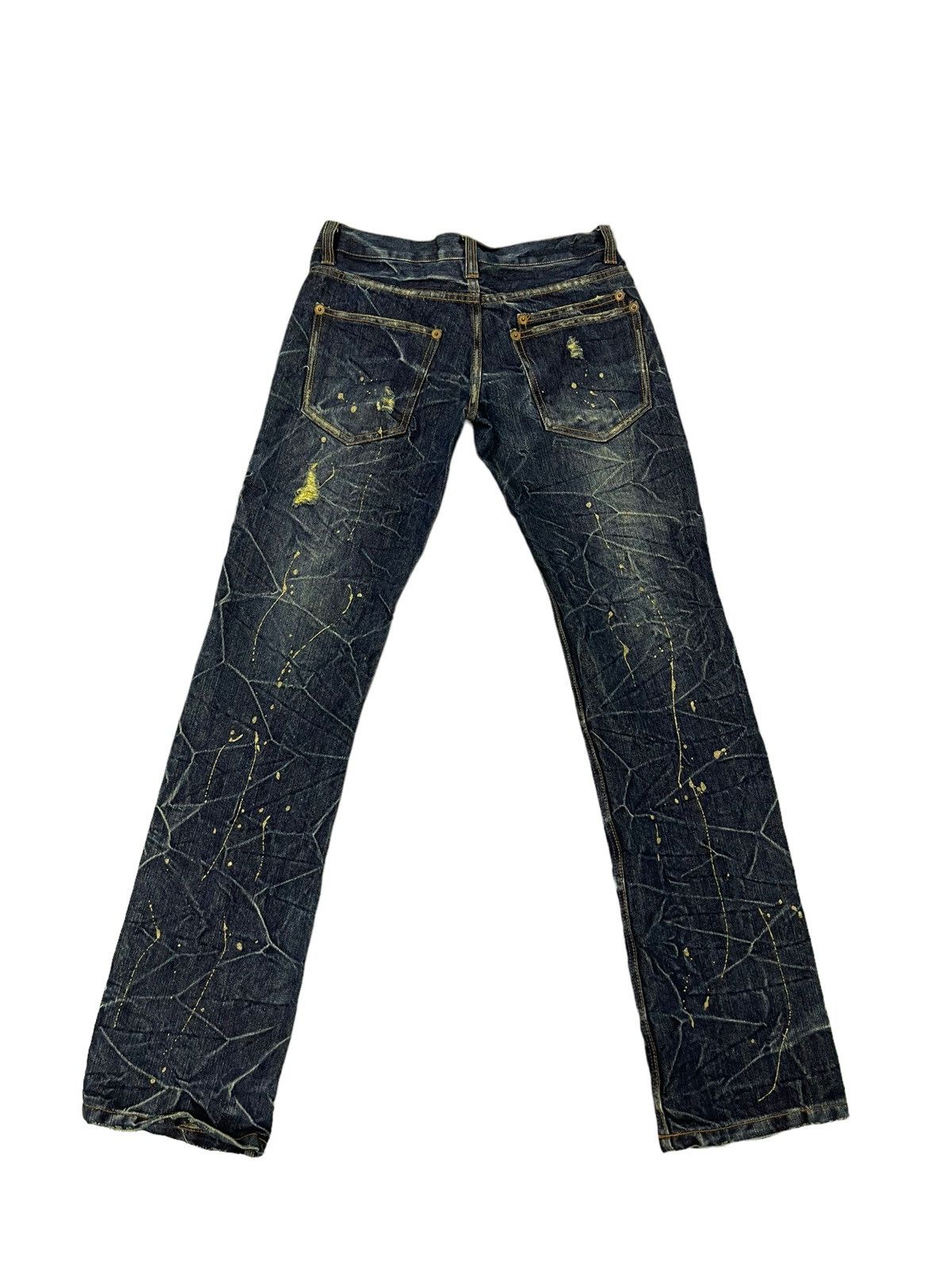 Japanese Brand Painted Jeans Nylaus Acid Wash Slim Denim Low Rise 4🟦6 Size US 29 - 12 Thumbnail