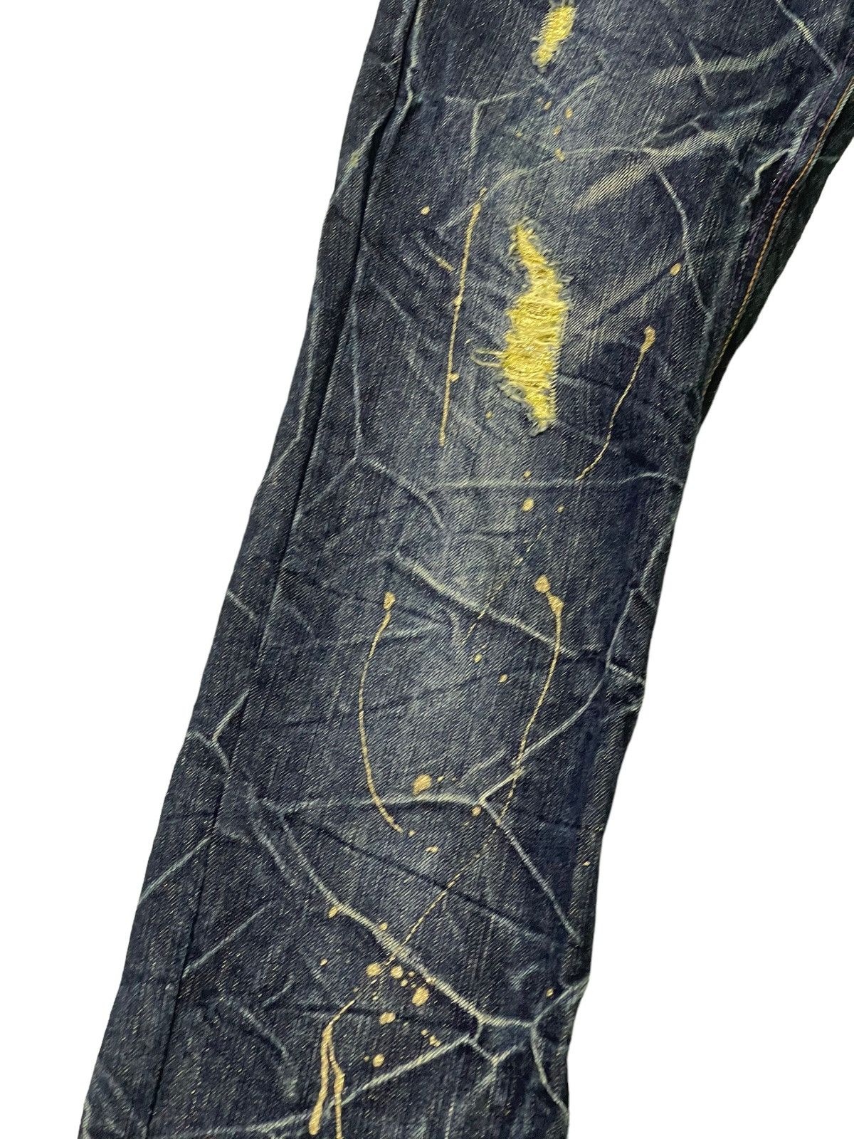 Japanese Brand Painted Jeans Nylaus Acid Wash Slim Denim Low Rise 4🟦6 Size US 29 - 6 Thumbnail
