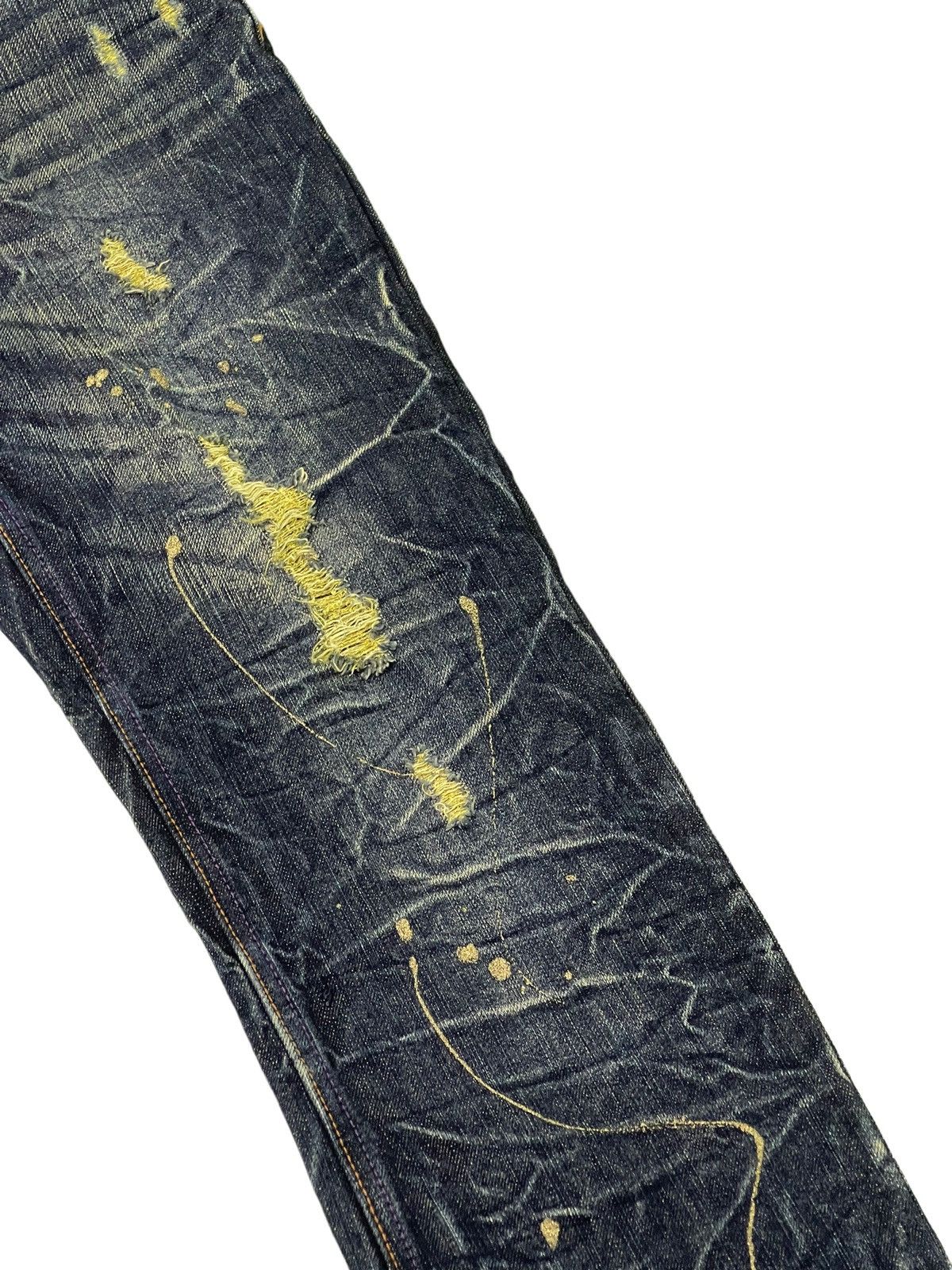 Japanese Brand Painted Jeans Nylaus Acid Wash Slim Denim Low Rise 4🟦6 Size US 29 - 7 Thumbnail