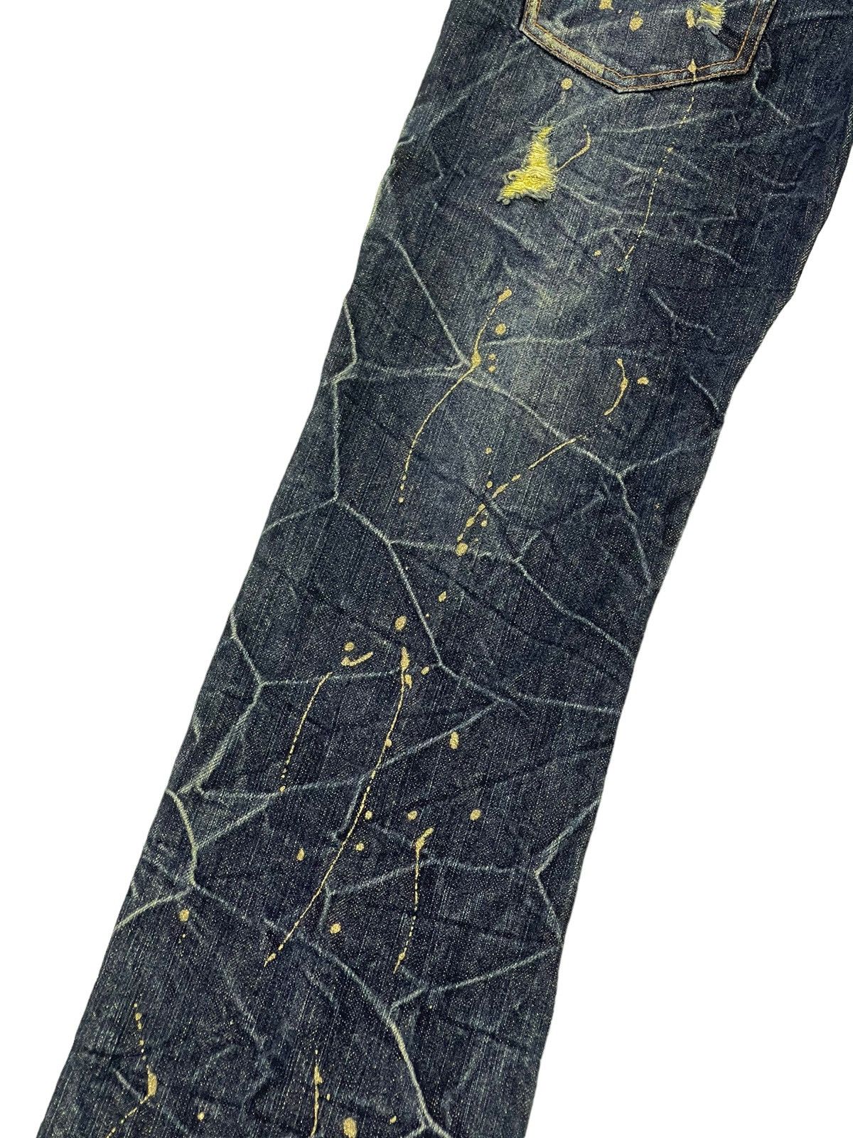 Japanese Brand Painted Jeans Nylaus Acid Wash Slim Denim Low Rise 4🟦6 Size US 29 - 17 Thumbnail
