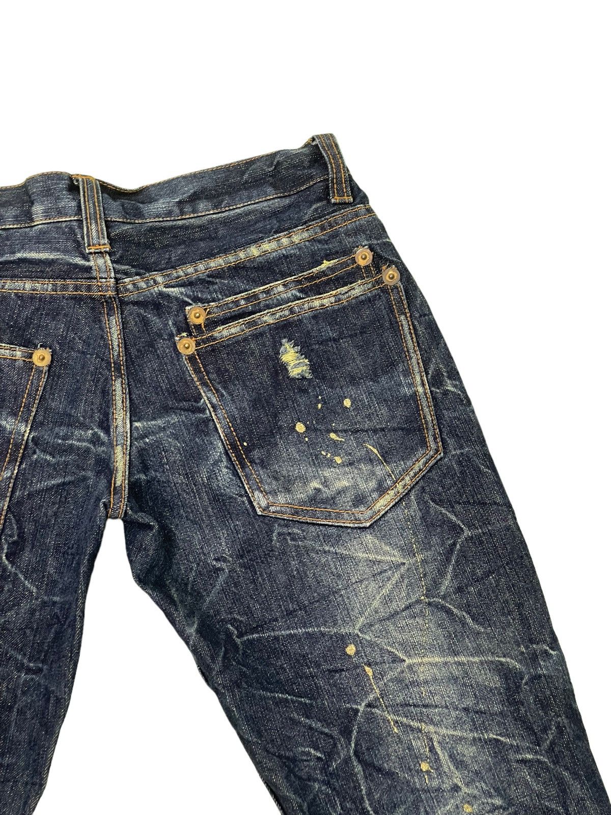 Japanese Brand Painted Jeans Nylaus Acid Wash Slim Denim Low Rise 4🟦6 Size US 29 - 20 Thumbnail
