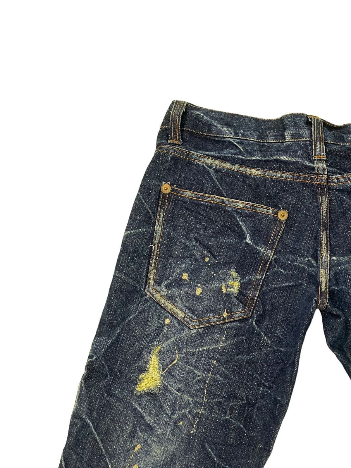 Japanese Brand Painted Jeans Nylaus Acid Wash Slim Denim Low Rise 4🟦6 Size US 29 - 19 Thumbnail