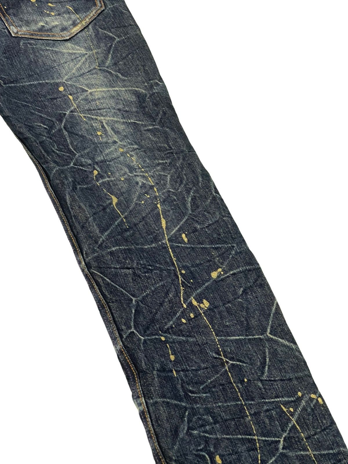 Japanese Brand Painted Jeans Nylaus Acid Wash Slim Denim Low Rise 4🟦6 Size US 29 - 18 Thumbnail