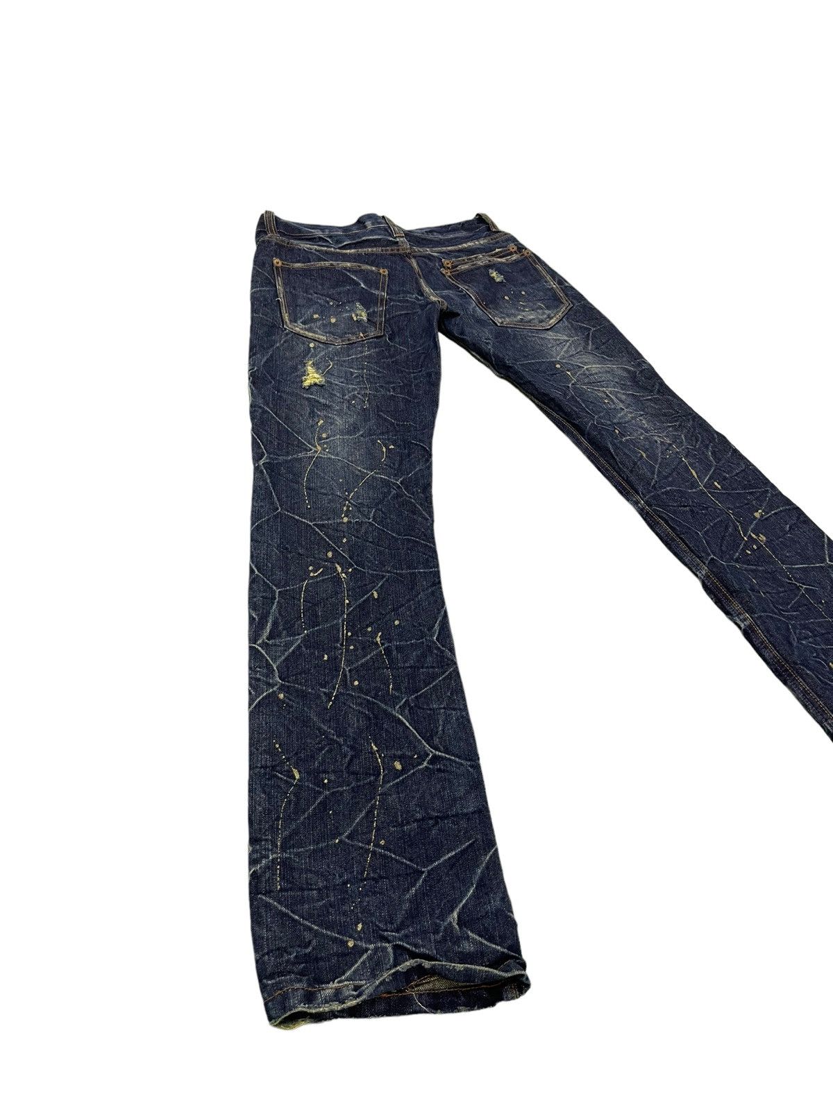 Japanese Brand Painted Jeans Nylaus Acid Wash Slim Denim Low Rise 4🟦6 Size US 29 - 13 Thumbnail
