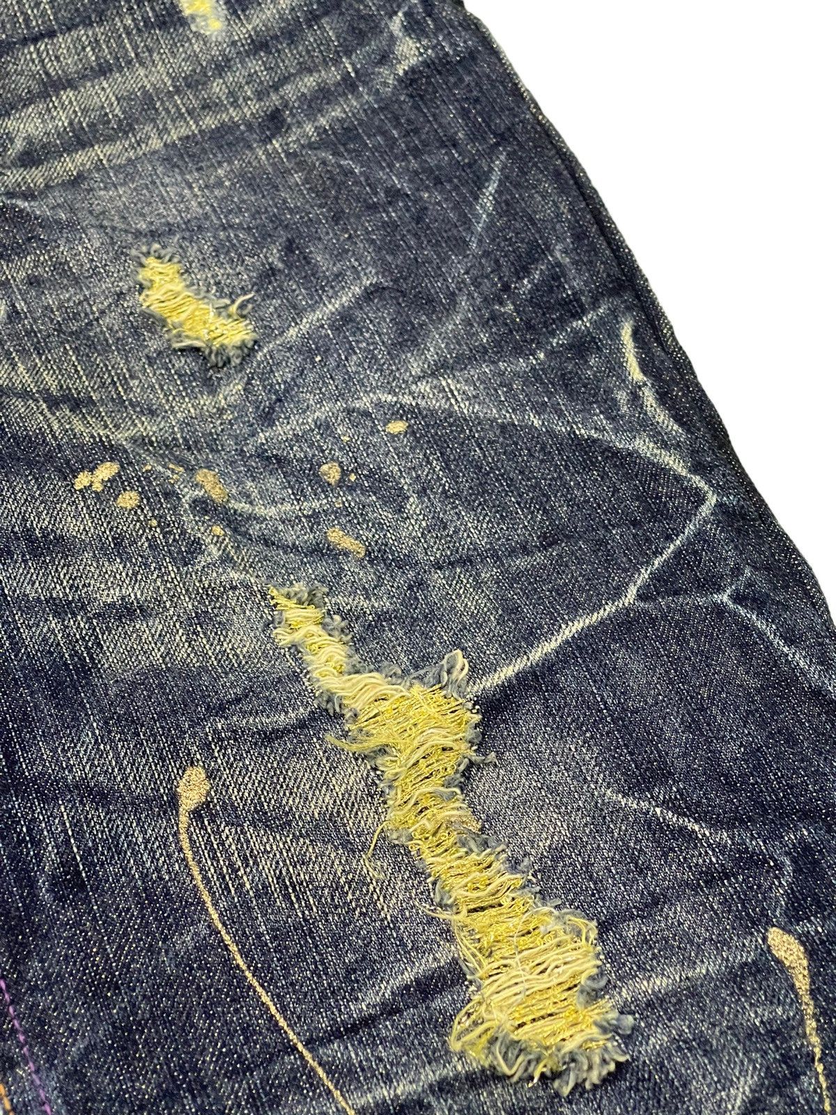 Japanese Brand Painted Jeans Nylaus Acid Wash Slim Denim Low Rise 4🟦6 Size US 29 - 9 Thumbnail
