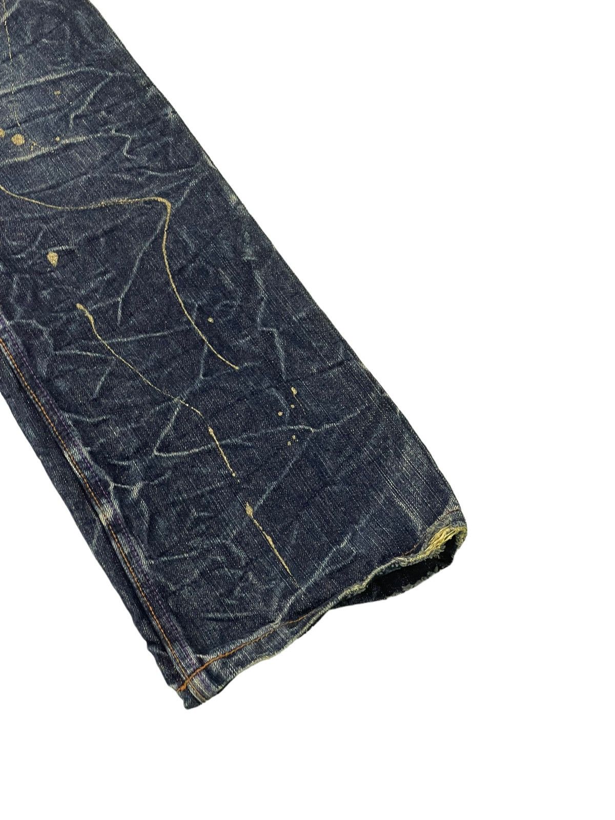 Japanese Brand Painted Jeans Nylaus Acid Wash Slim Denim Low Rise 4🟦6 Size US 29 - 4 Thumbnail