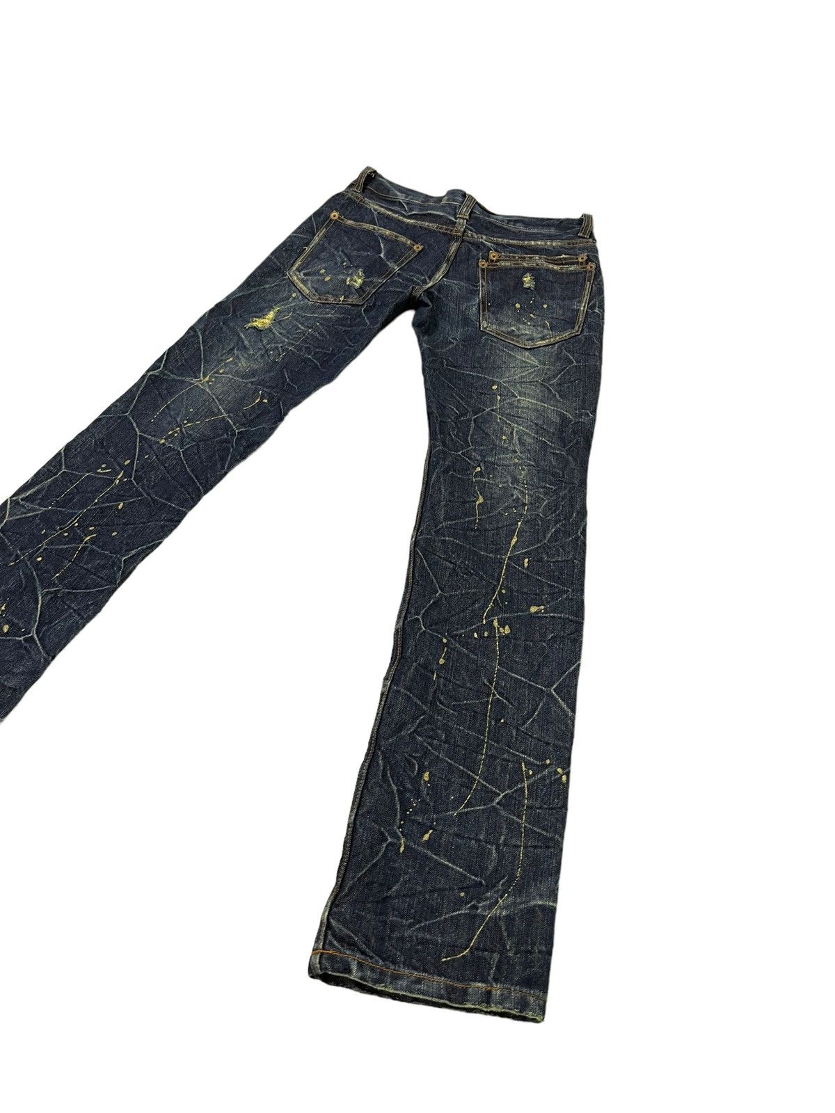 Japanese Brand Painted Jeans Nylaus Acid Wash Slim Denim Low Rise 4🟦6 Size US 29 - 14 Thumbnail