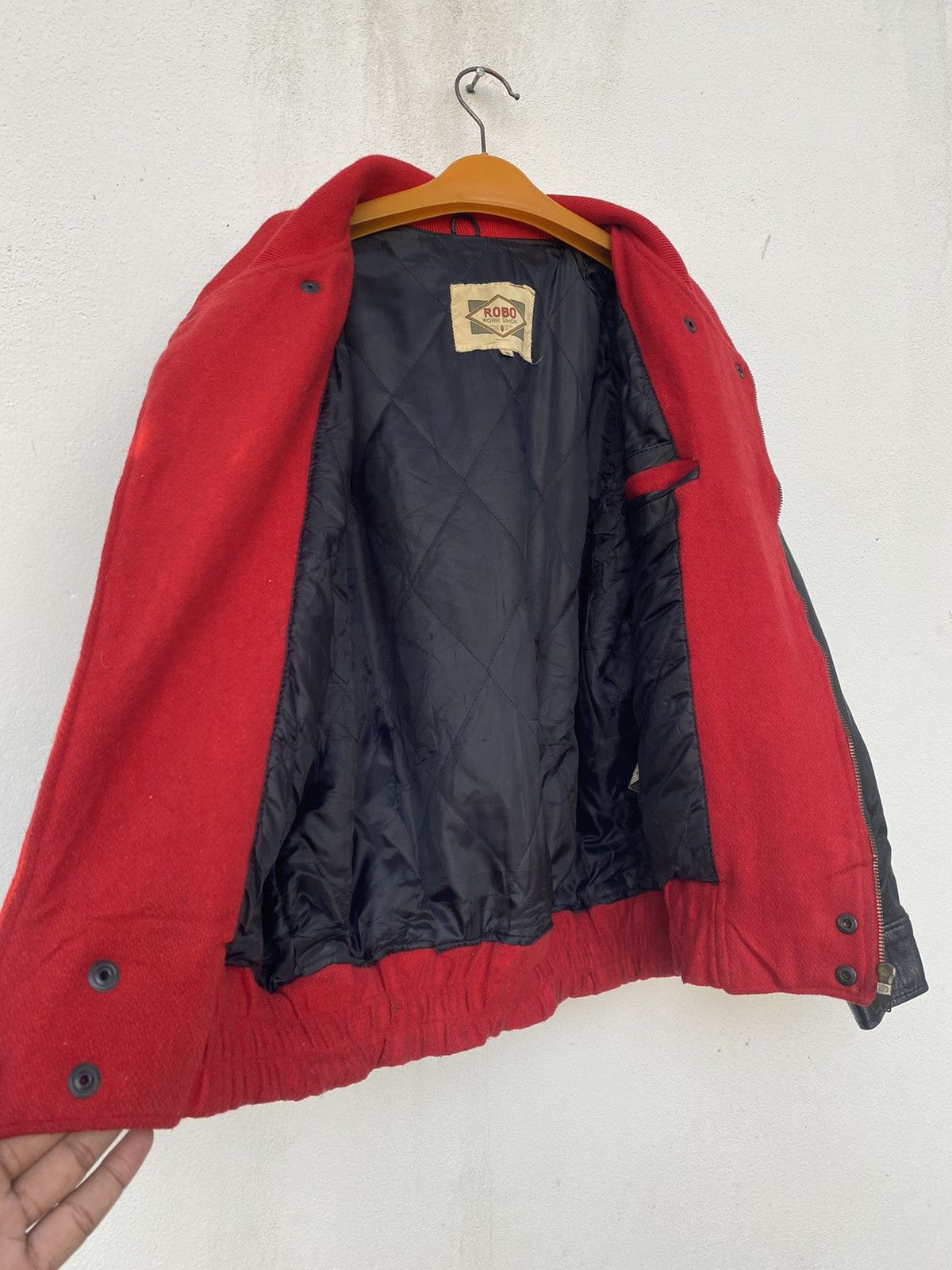 Vintage 🔥Vintage Robo Work Shop Varsity Leather Jacket Size US M / EU 48-50 / 2 - 14 Thumbnail