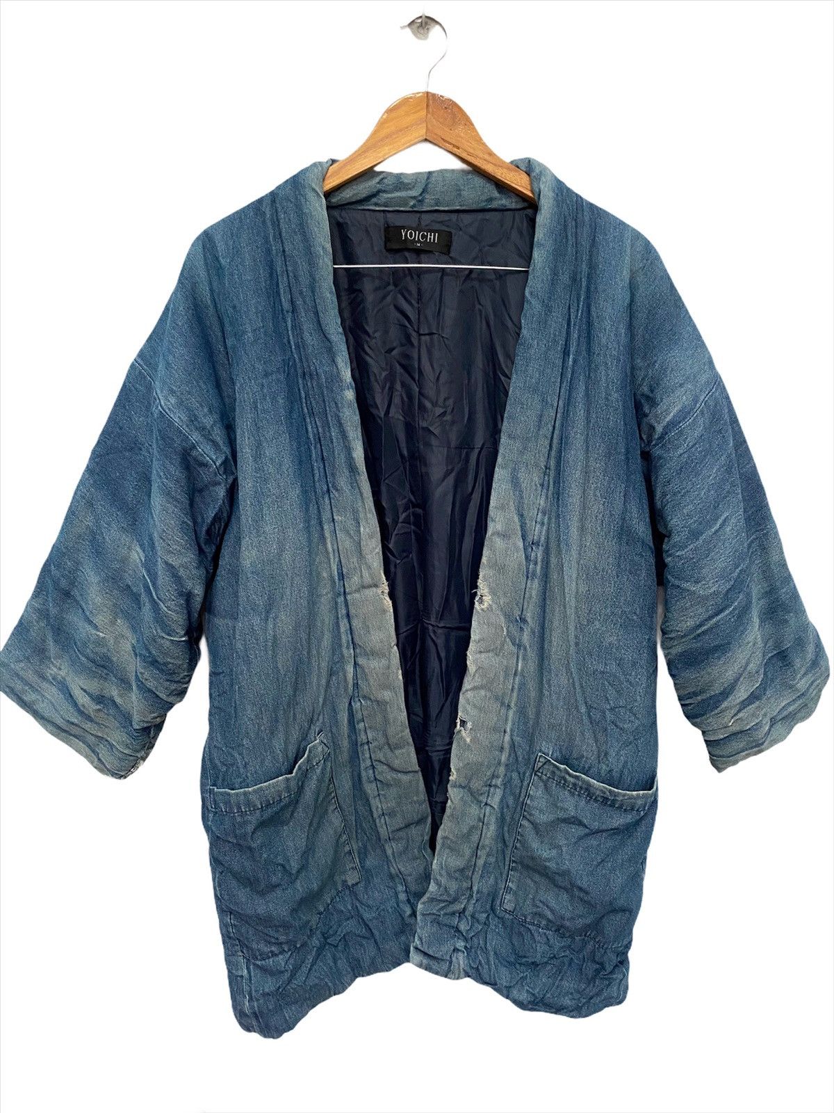 Blue Blue Japan × Japanese Brand Yoichi Kimono Blue Indigo Dyed Woven design Vintage Size US L / EU 52-54 / 3 - 1 Thumbnail