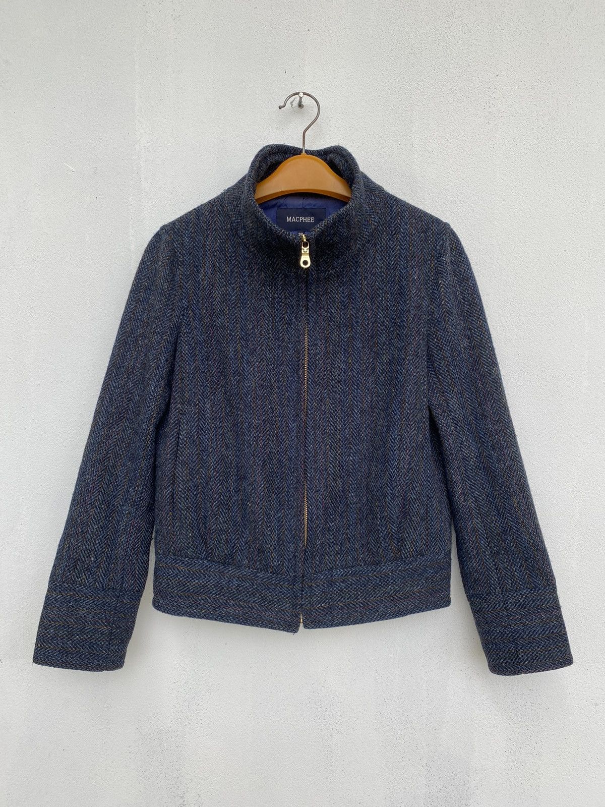 image of Macphee X Harris Tweed Wool Zipper Short Jacket, Men's (Size Small)