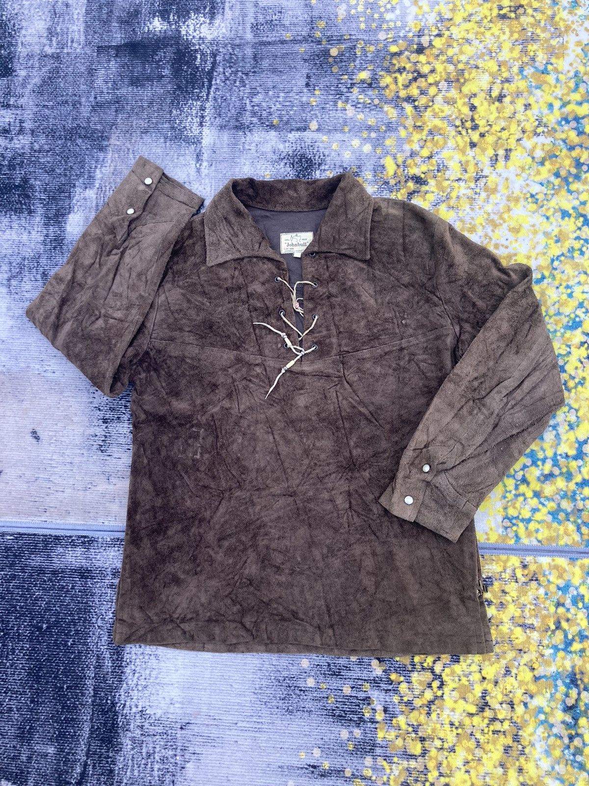 Johnbull JOHN BULL WESTERN SUEDE LEATHER LACE UP SHIRT Size US S / EU 44-46 / 1 - 1 Thumbnail