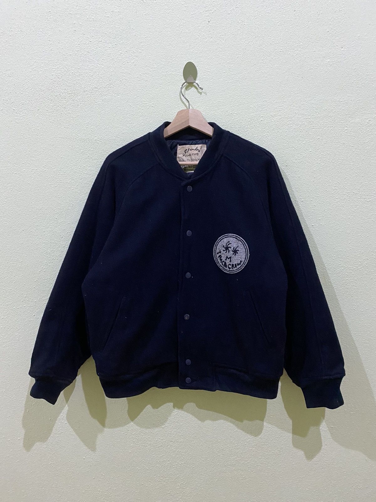 image of Varsity Jacket Flandre Club Varsity Wool Jacket in Dark Blue, Men's (Size Medium)