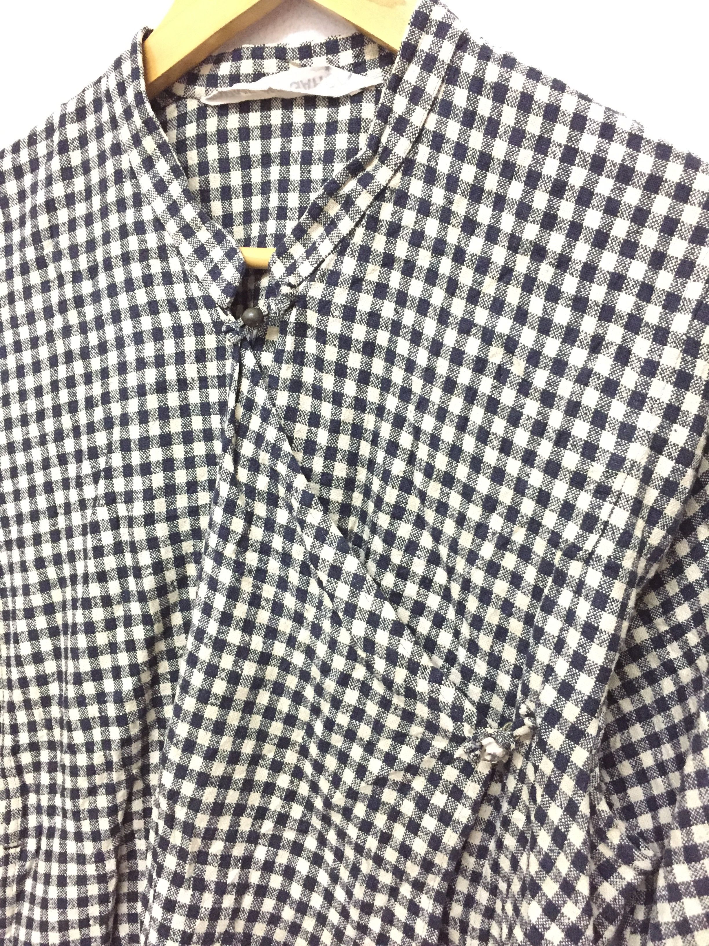 Comme des Garcons × Rei Kawakubo 70's Asymmetrical Mandarin checkered Shirt Size L / US 10 / IT 46 - 5 Thumbnail