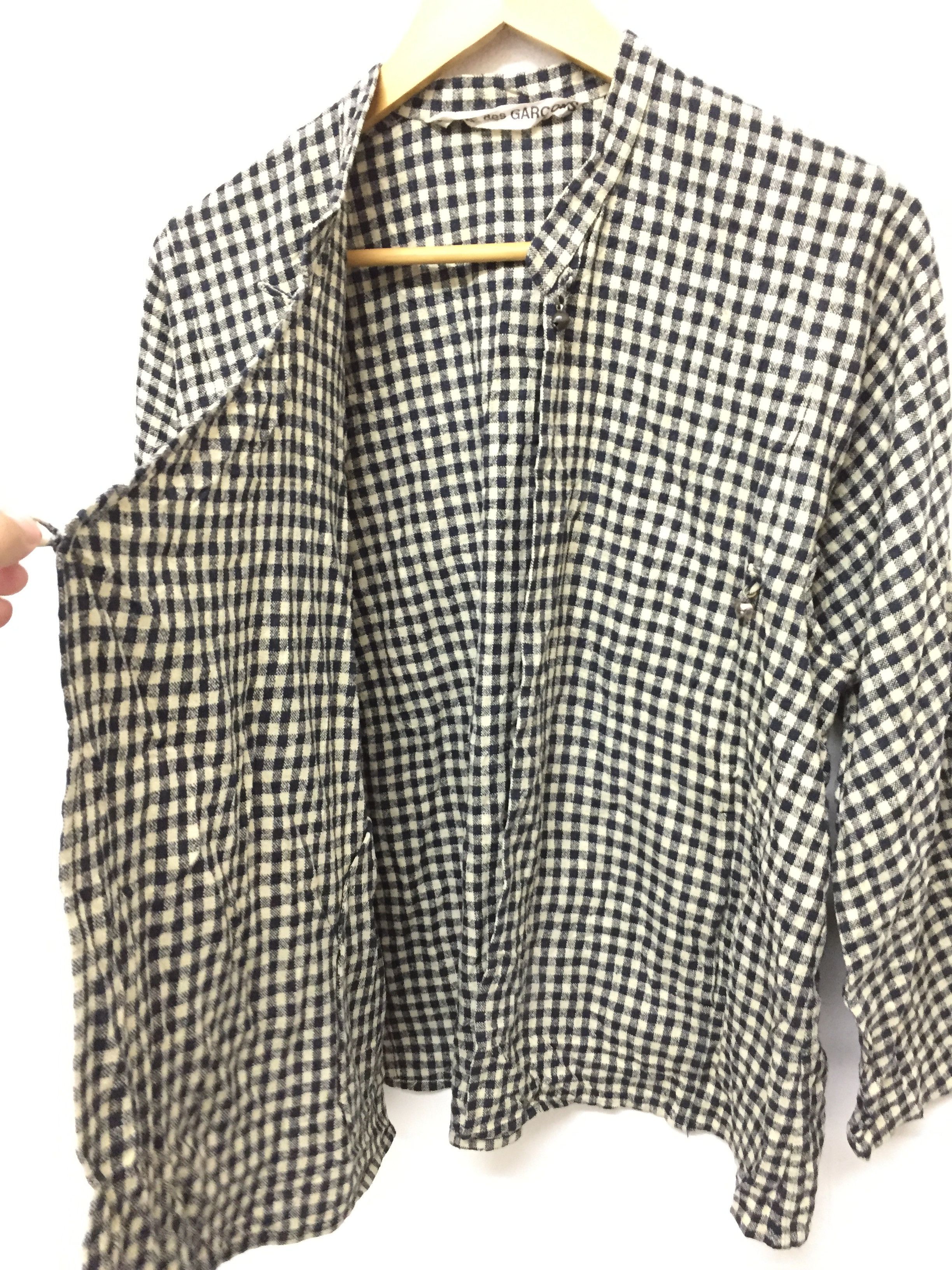 Comme des Garcons × Rei Kawakubo 70's Asymmetrical Mandarin checkered Shirt Size L / US 10 / IT 46 - 6 Thumbnail