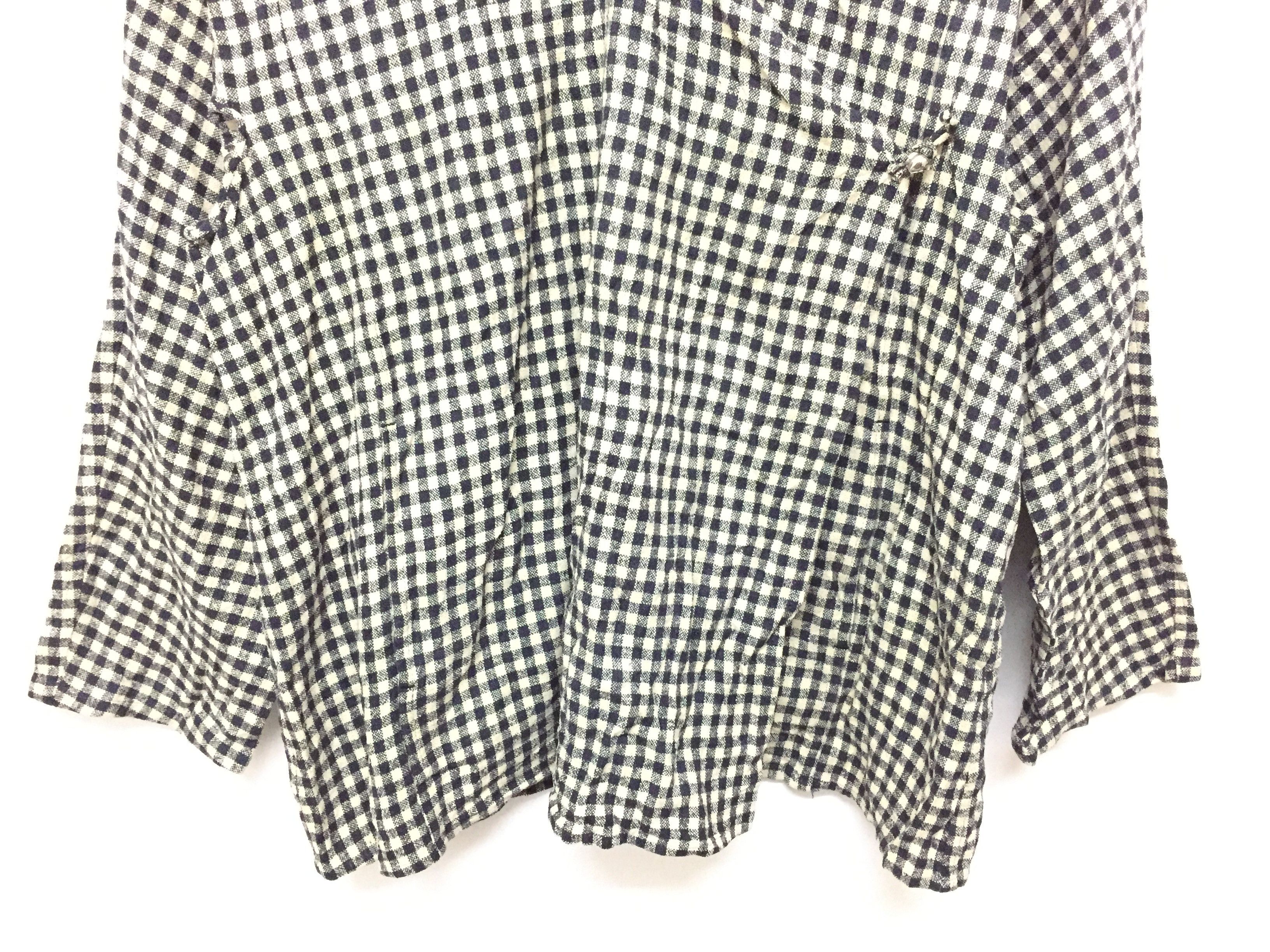 Comme des Garcons × Rei Kawakubo 70's Asymmetrical Mandarin checkered Shirt Size L / US 10 / IT 46 - 4 Thumbnail
