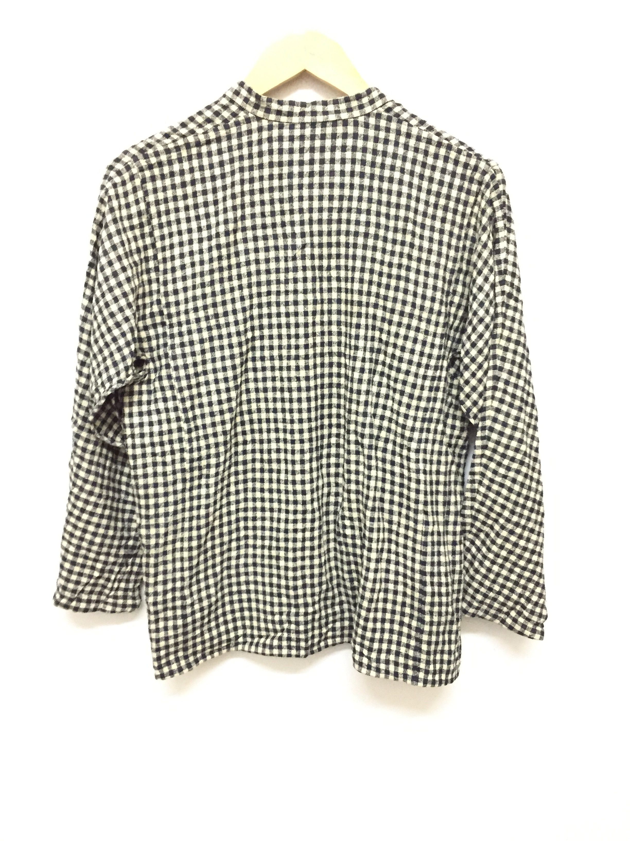 Comme des Garcons × Rei Kawakubo 70's Asymmetrical Mandarin checkered Shirt Size L / US 10 / IT 46 - 10 Thumbnail