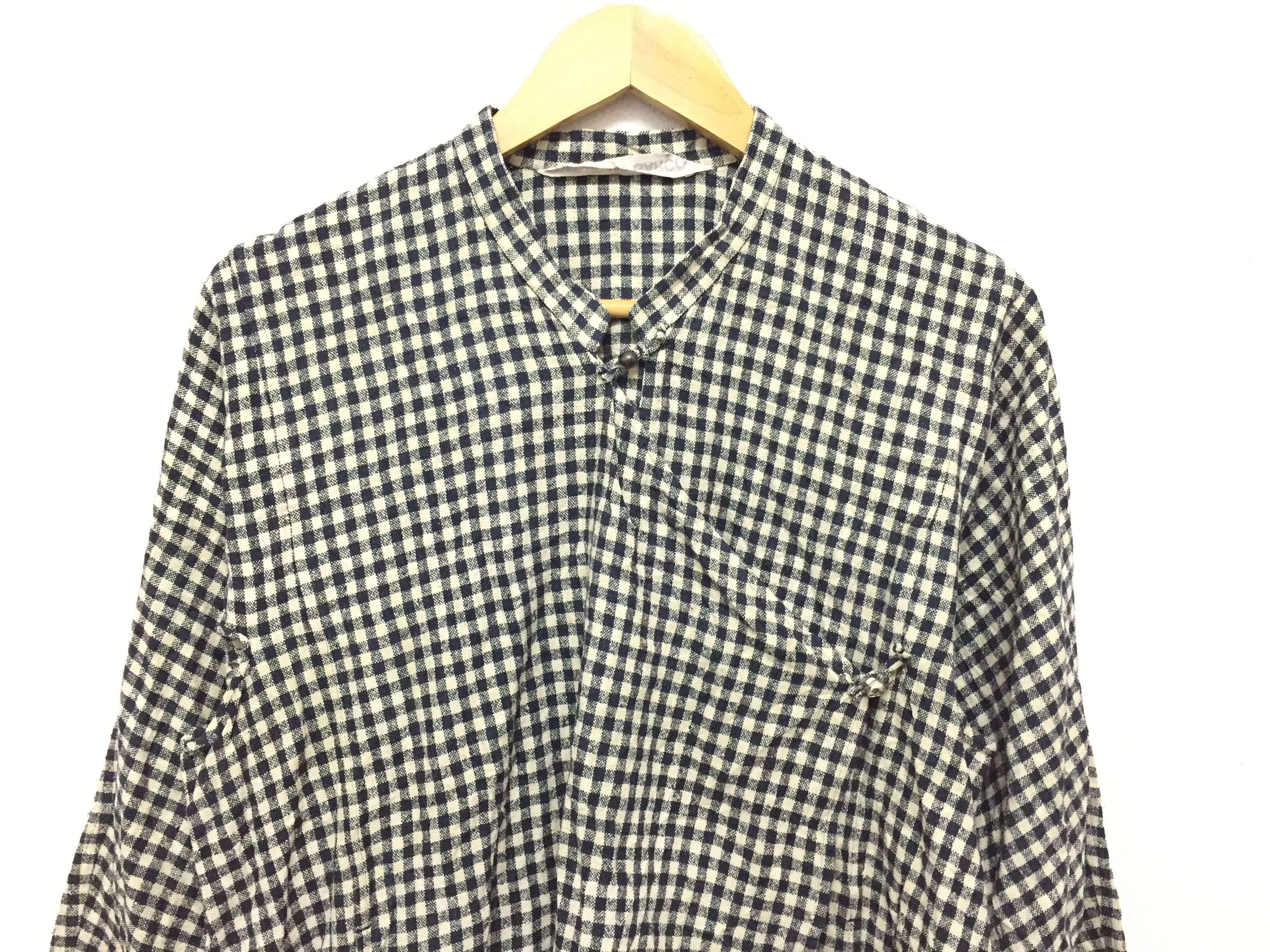 Comme des Garcons × Rei Kawakubo 70's Asymmetrical Mandarin checkered Shirt Size L / US 10 / IT 46 - 3 Thumbnail