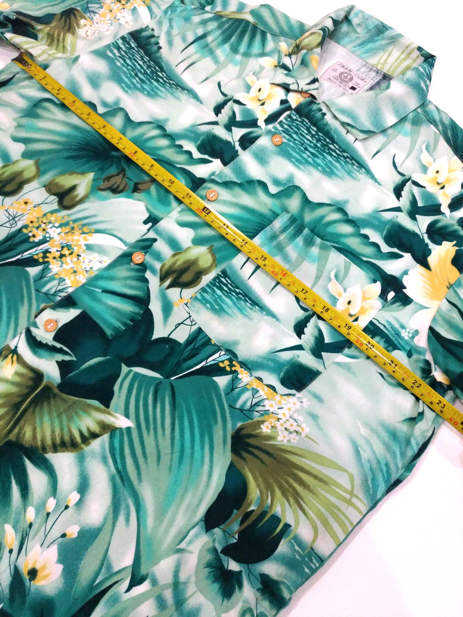 Vintage VTG JEAN COX RAYON GREEN FLORAL ALOHA SHIRT Size US XL / EU 56 / 4 - 6 Thumbnail