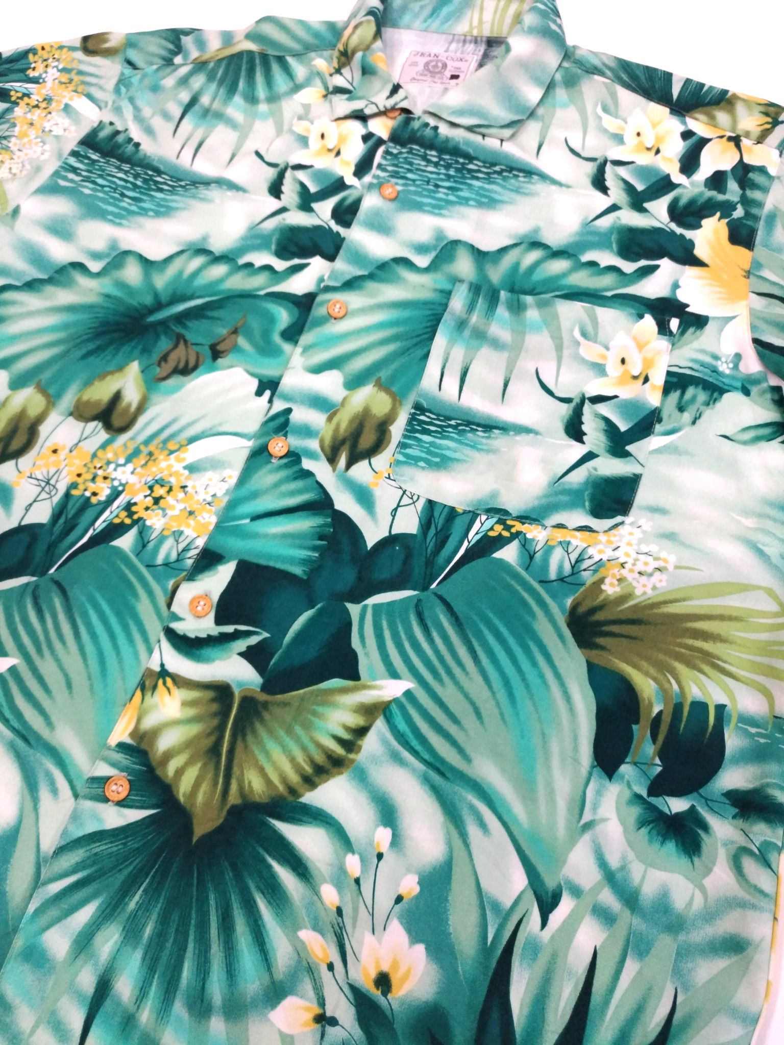 Vintage VTG JEAN COX RAYON GREEN FLORAL ALOHA SHIRT Size US XL / EU 56 / 4 - 3 Thumbnail