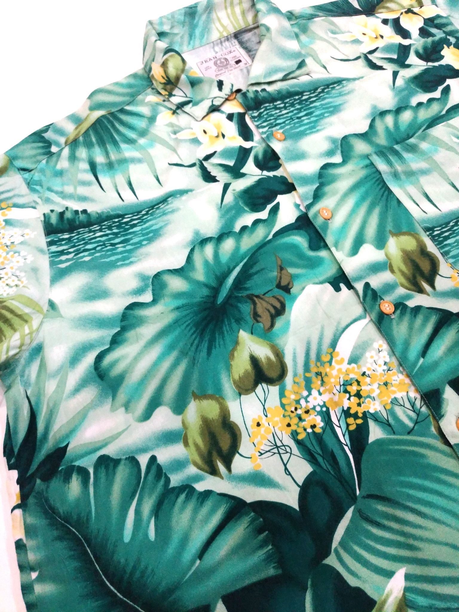 Vintage VTG JEAN COX RAYON GREEN FLORAL ALOHA SHIRT Size US XL / EU 56 / 4 - 4 Thumbnail