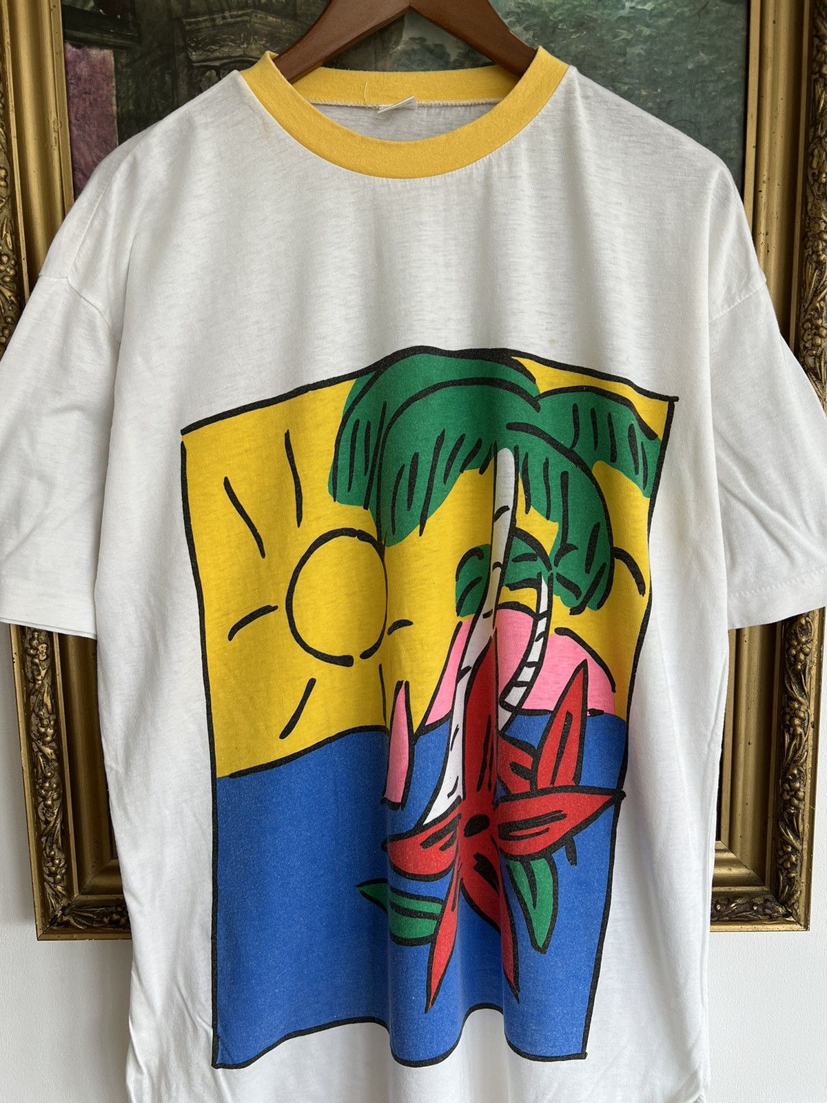 Vintage Vintage 90s Art Single Stitch White Tee Size US XL / EU 56 / 4 - 2 Thumbnail