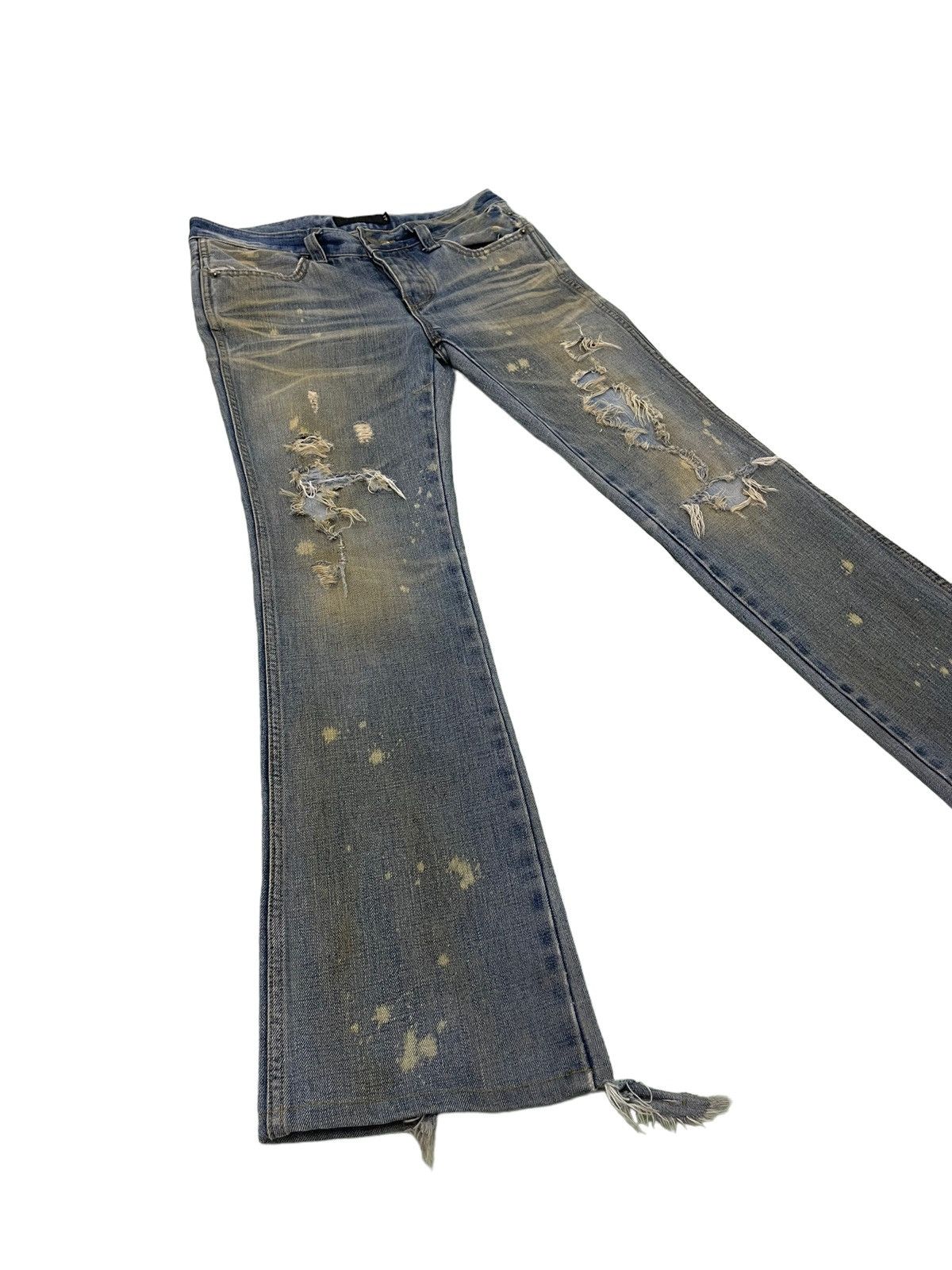 Japanese Brand Flare Jeans Fuga Distress Denim Low Rise Boot Cut 4🟦6 Size US 31 - 1 Thumbnail