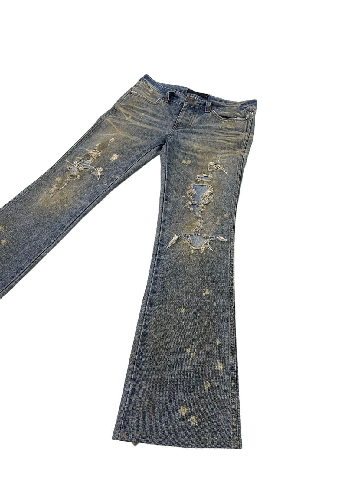 Japanese Brand Flare Jeans Fuga Distress Denim Low Rise Boot Cut 4🟦6 Size US 31 - 3 Thumbnail
