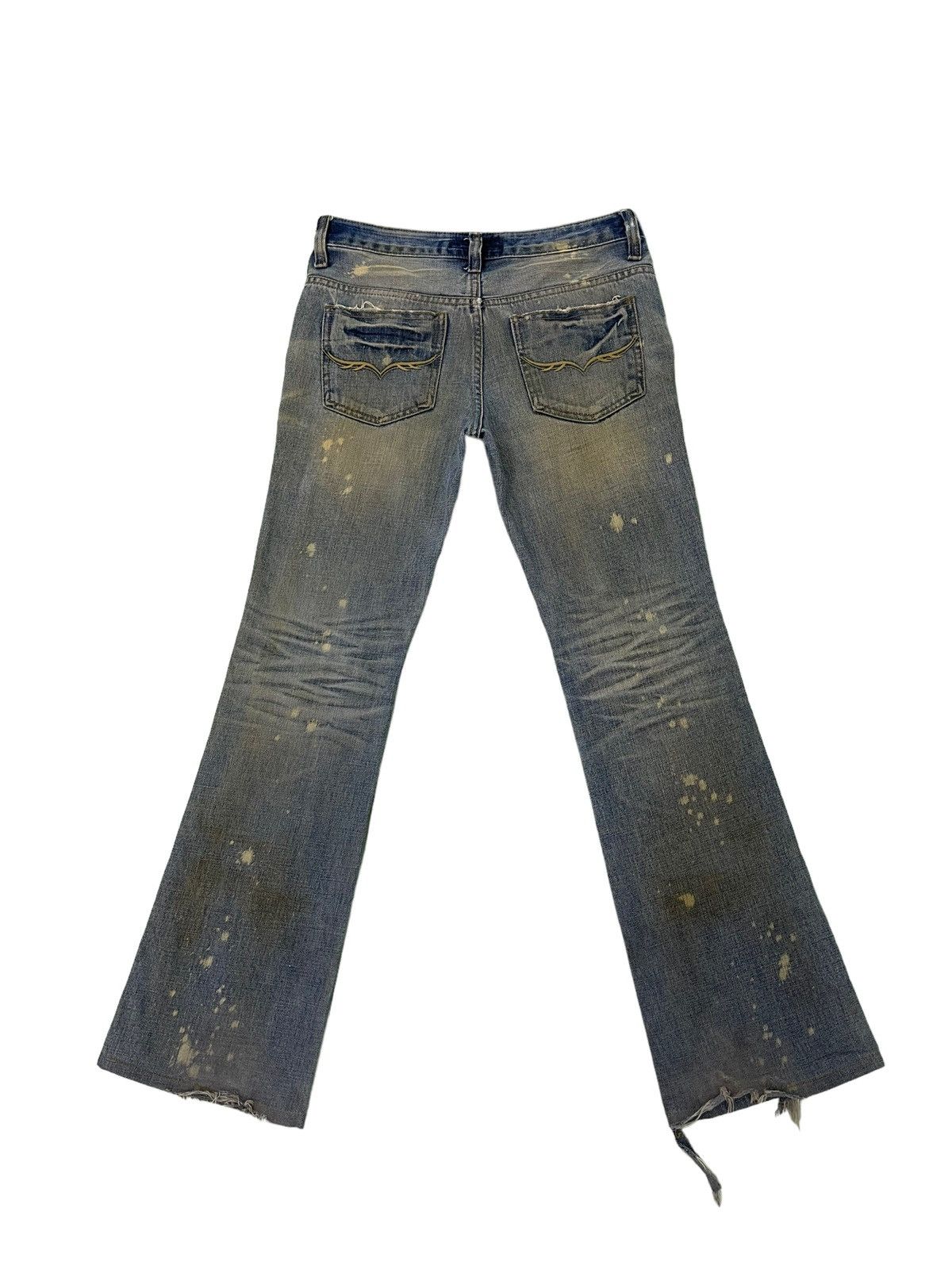 Japanese Brand Flare Jeans Fuga Distress Denim Low Rise Boot Cut 4🟦6 Size US 31 - 11 Thumbnail