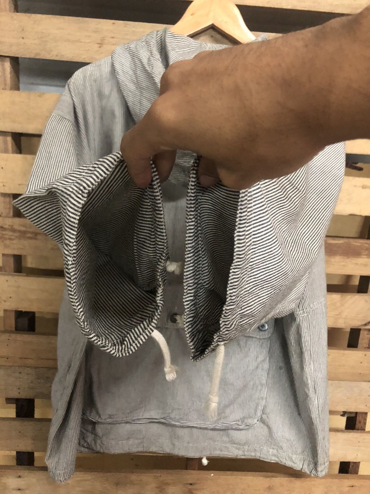 Issey Miyake Issey Miyake 80’s Stripe Anorak Hoodies Jacket Pocket Size US L / EU 52-54 / 3 - 11 Thumbnail