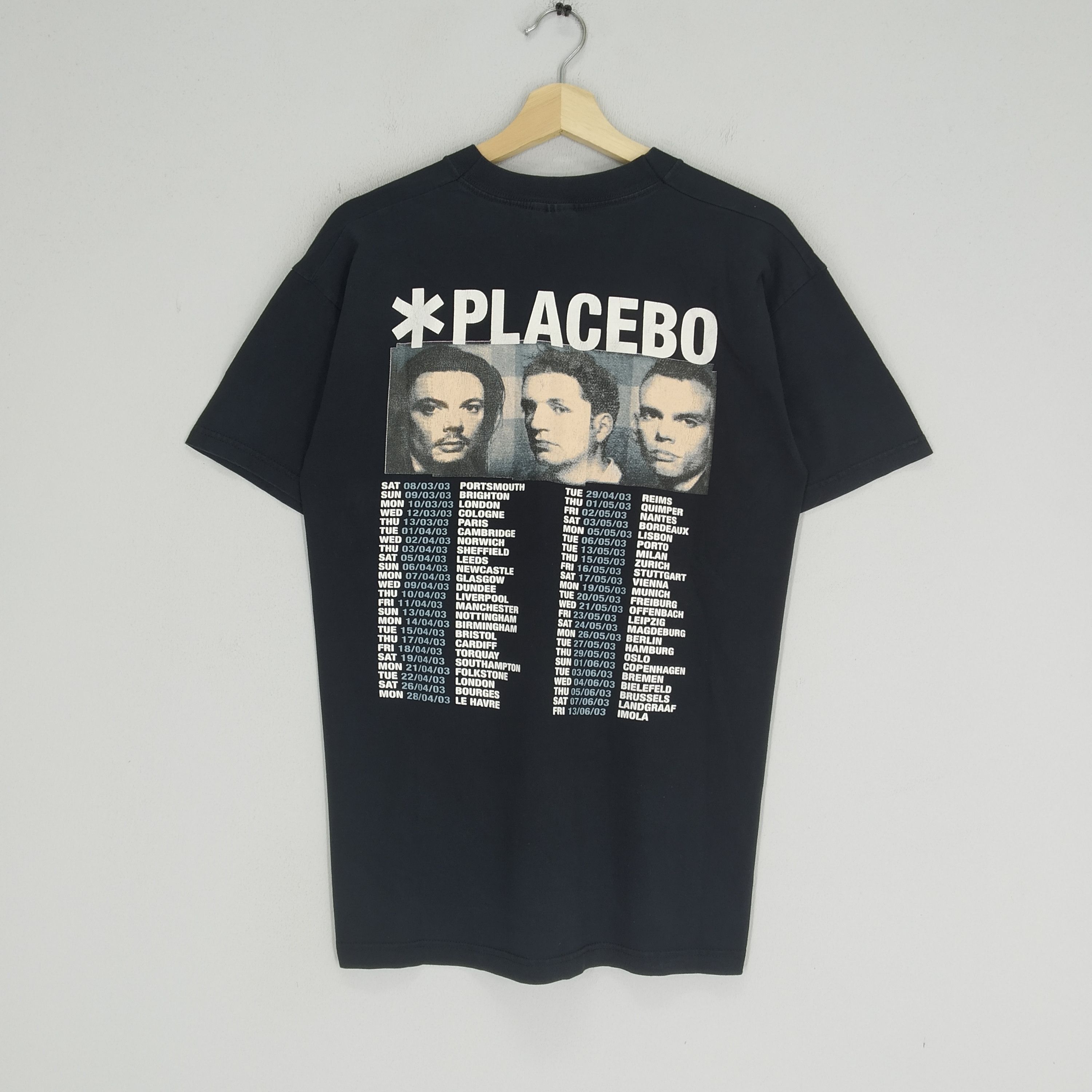 image of Band Tees x Rock T Shirt Vintage Y2K Placebo Punk Rock Sleeping With Ghost Album in Black (Size Lar