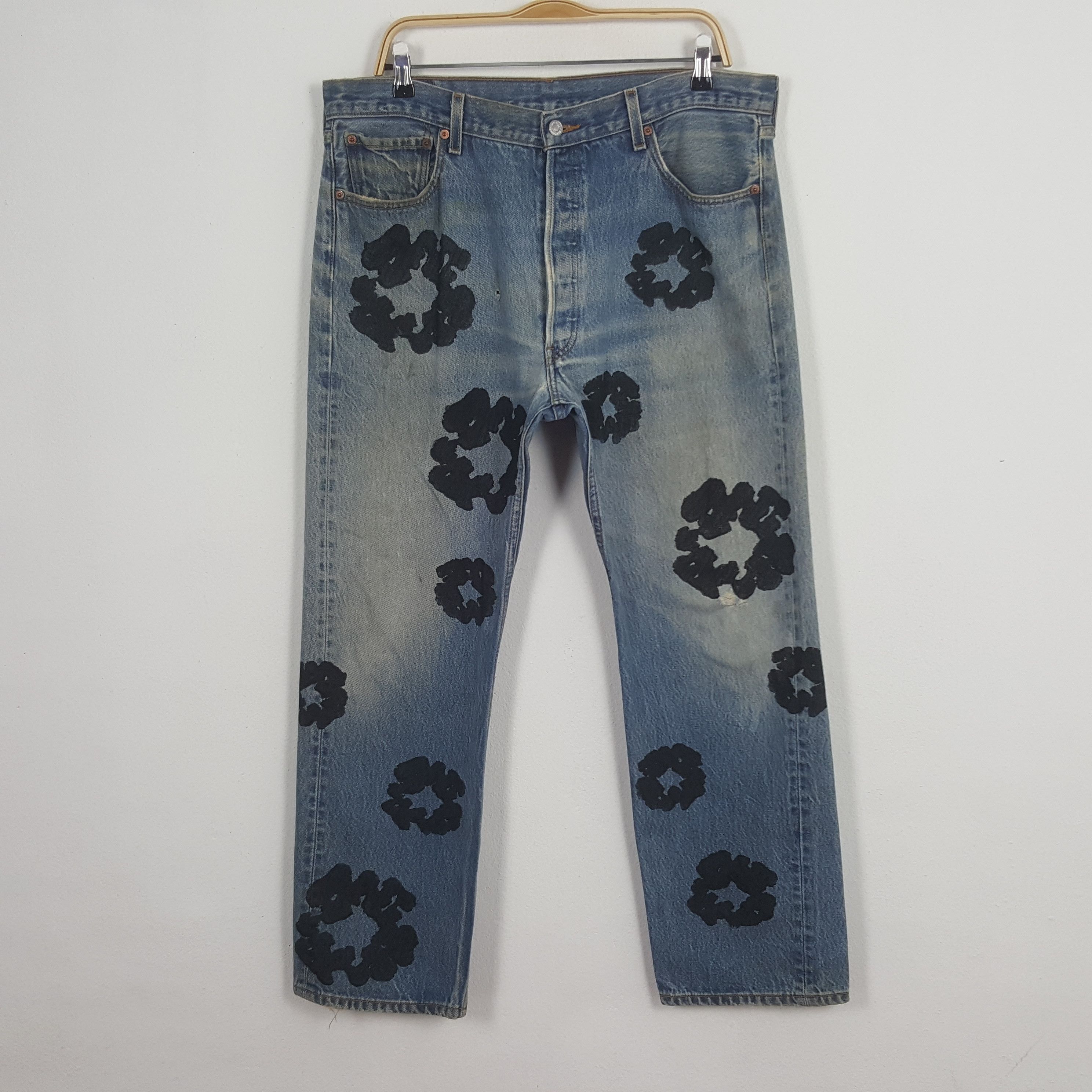 Levi's × Vintage Vintage Levi's Custom Art Denim Tears Denim Jeans Size US 37 - 1 Thumbnail