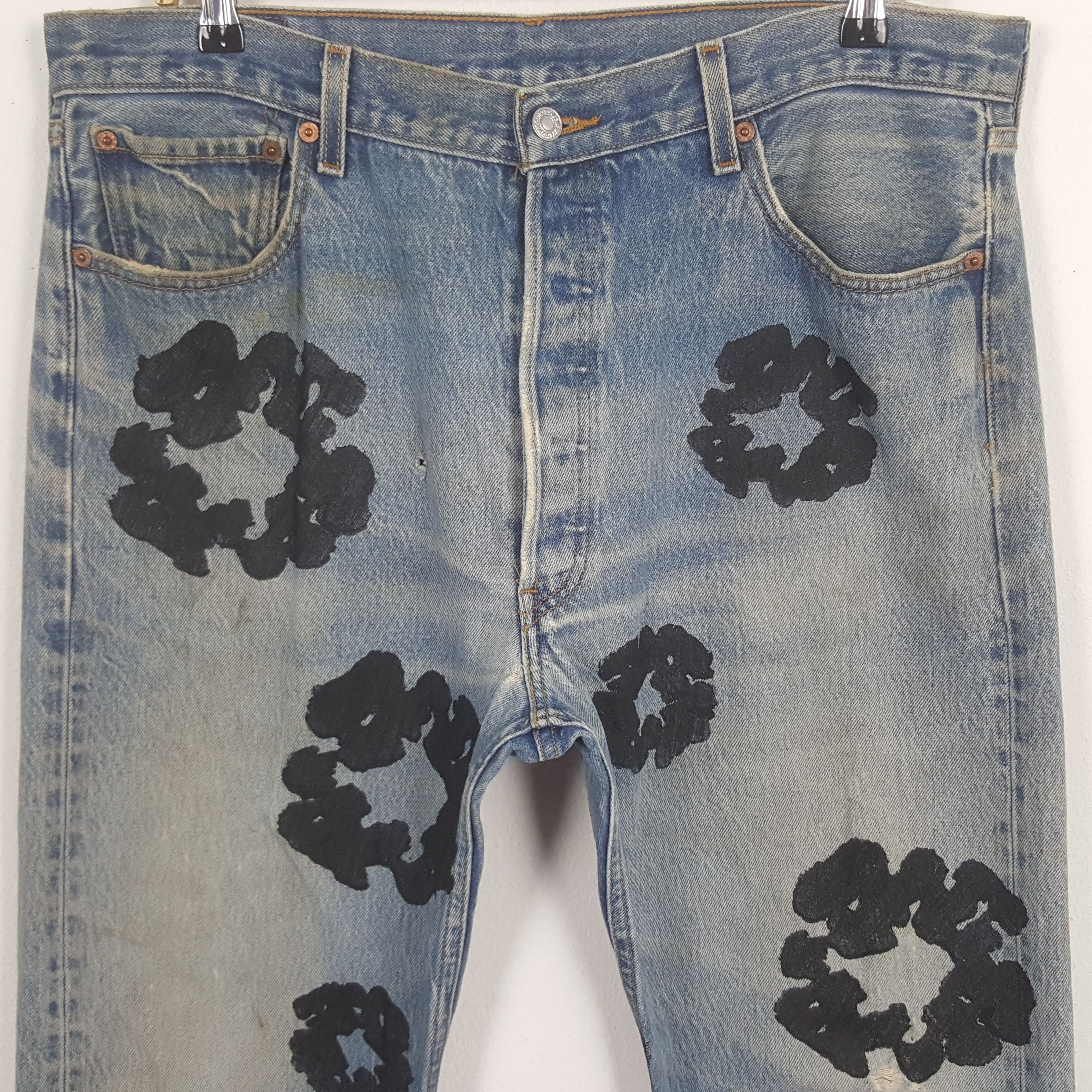 Levi's × Vintage Vintage Levi's Custom Art Denim Tears Denim Jeans Size US 37 - 2 Thumbnail