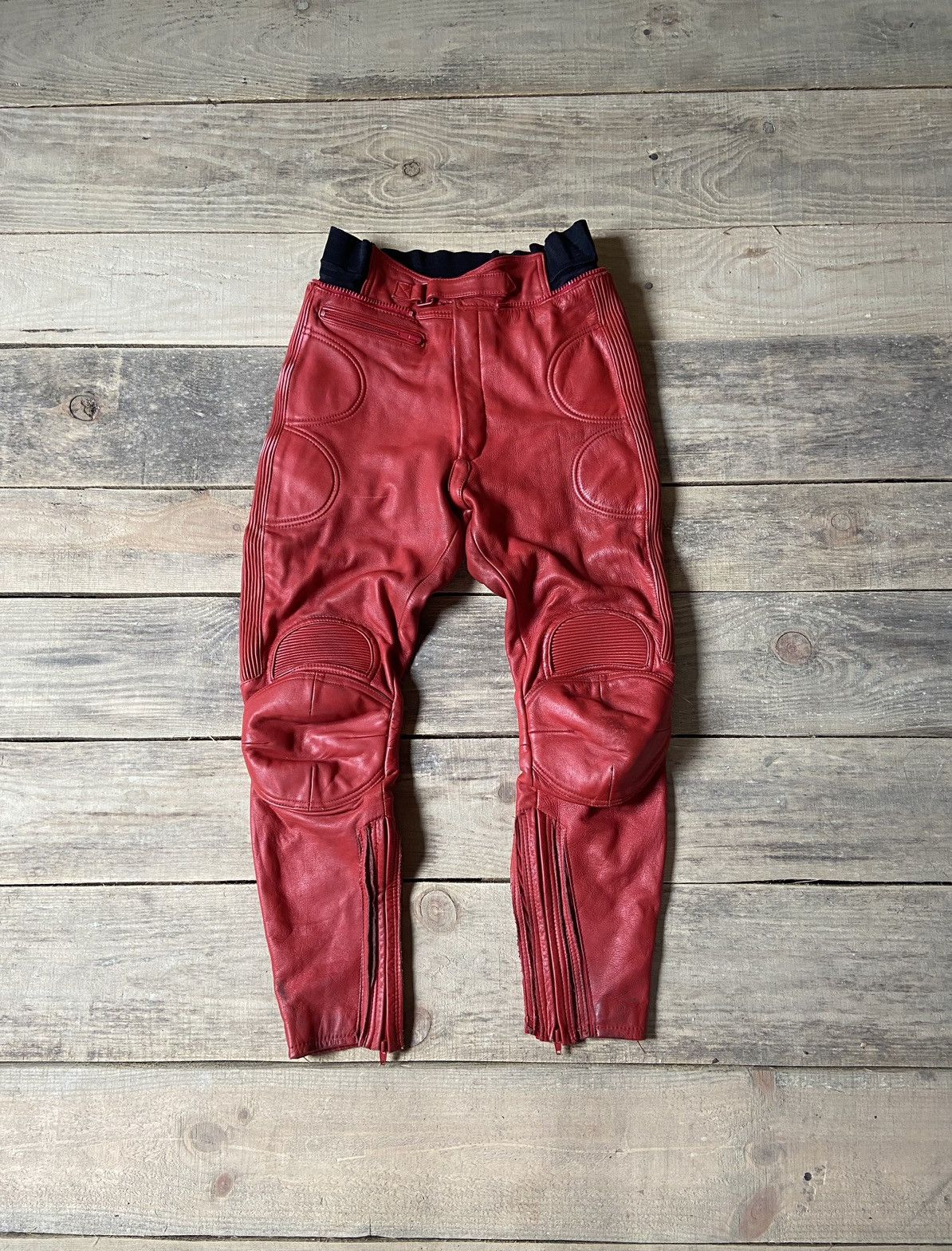 Genuine Leather Vintage Ixs red leather rare pants y2k Size US 32 / EU 48 - 1 Thumbnail