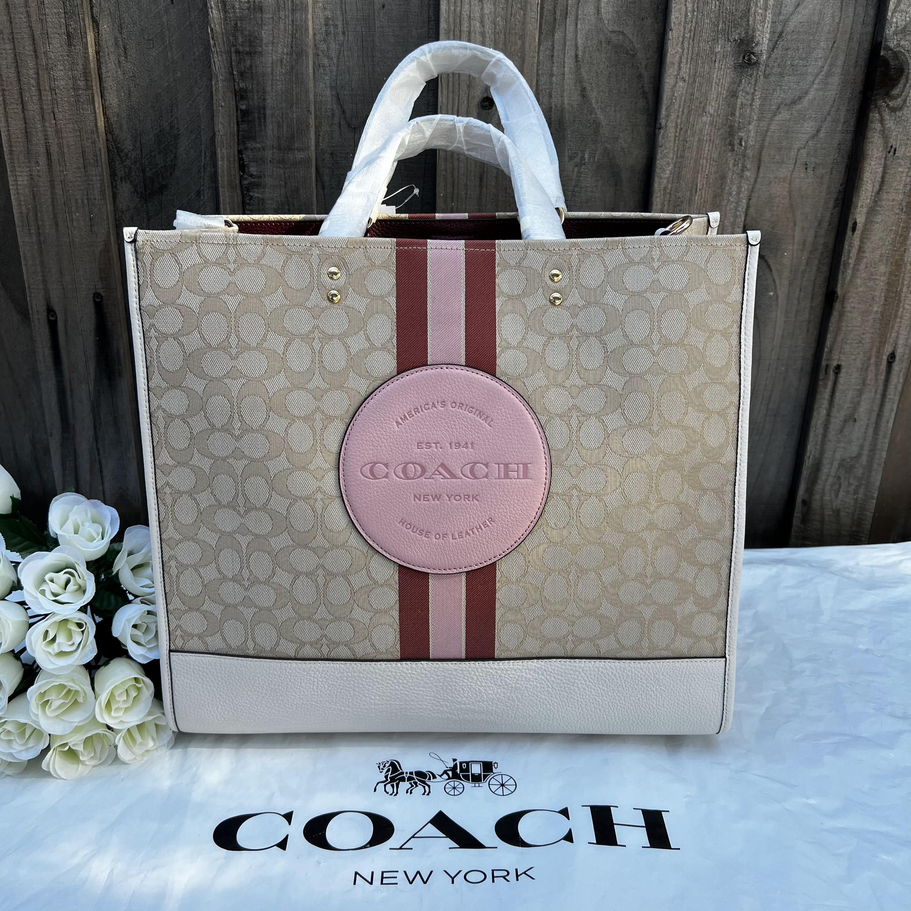 COACH Dempsey tote 40 in signature jacquard with discount stripe & Coach Patch