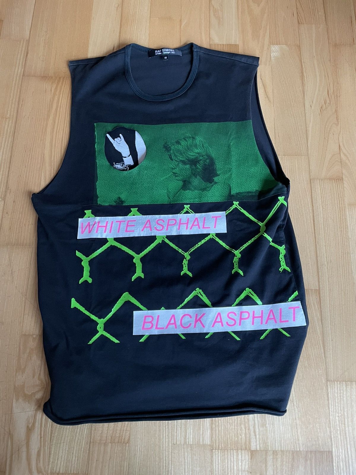 Pre-owned Raf Simons White Asphalt Black Asphalt Tank Top Ss03 