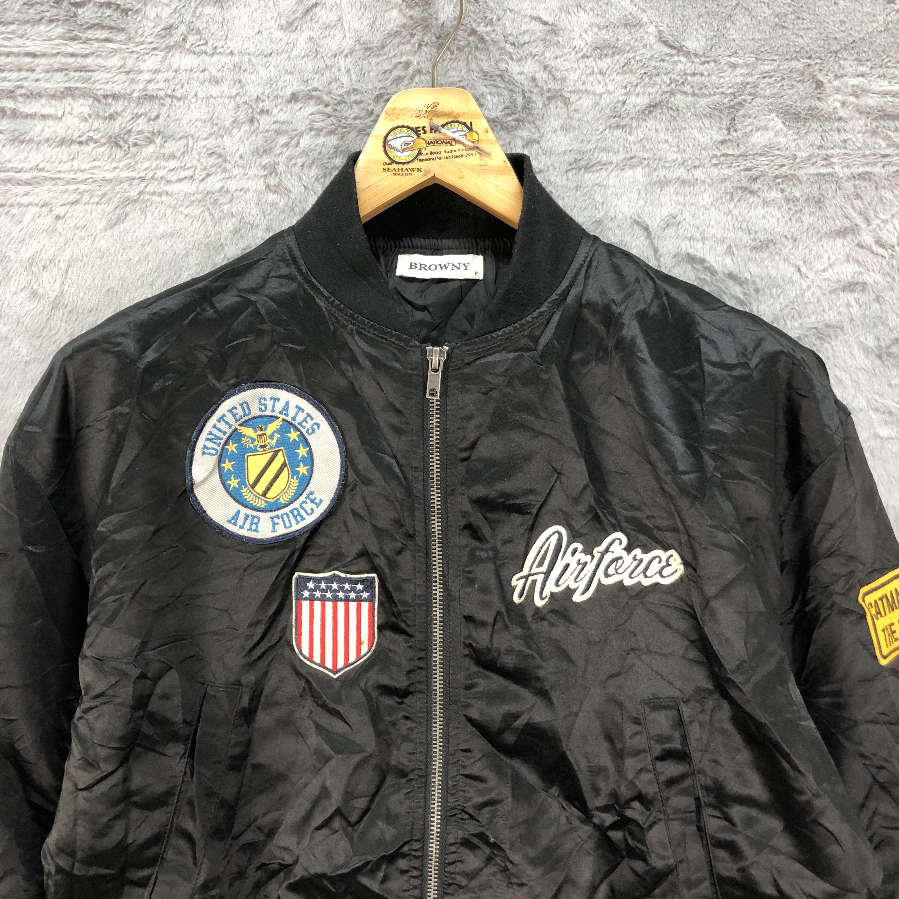 Japanese Brand Patches Black Bombers Cropped Jacket #4630-161 Size M / US 6-8 / IT 42-44 - 2 Thumbnail