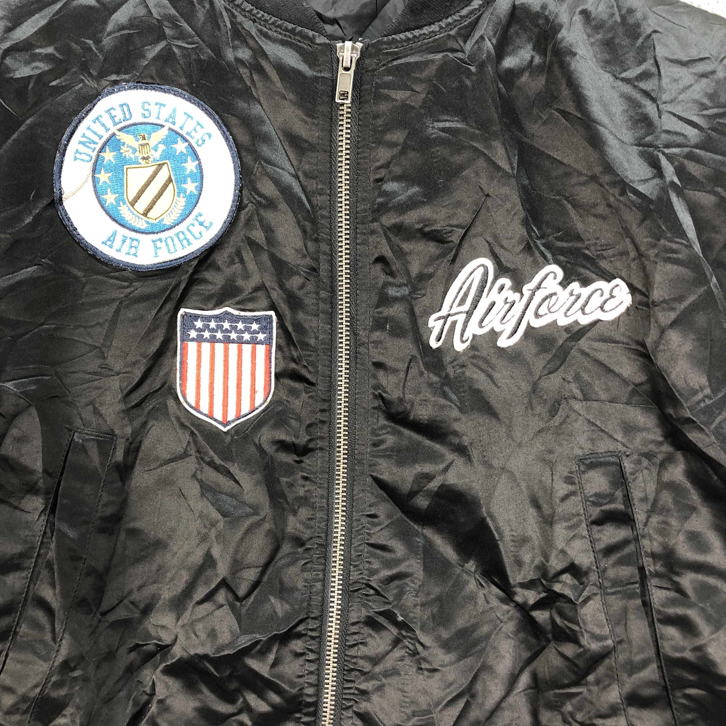 Japanese Brand Patches Black Bombers Cropped Jacket #4630-161 Size M / US 6-8 / IT 42-44 - 3 Thumbnail