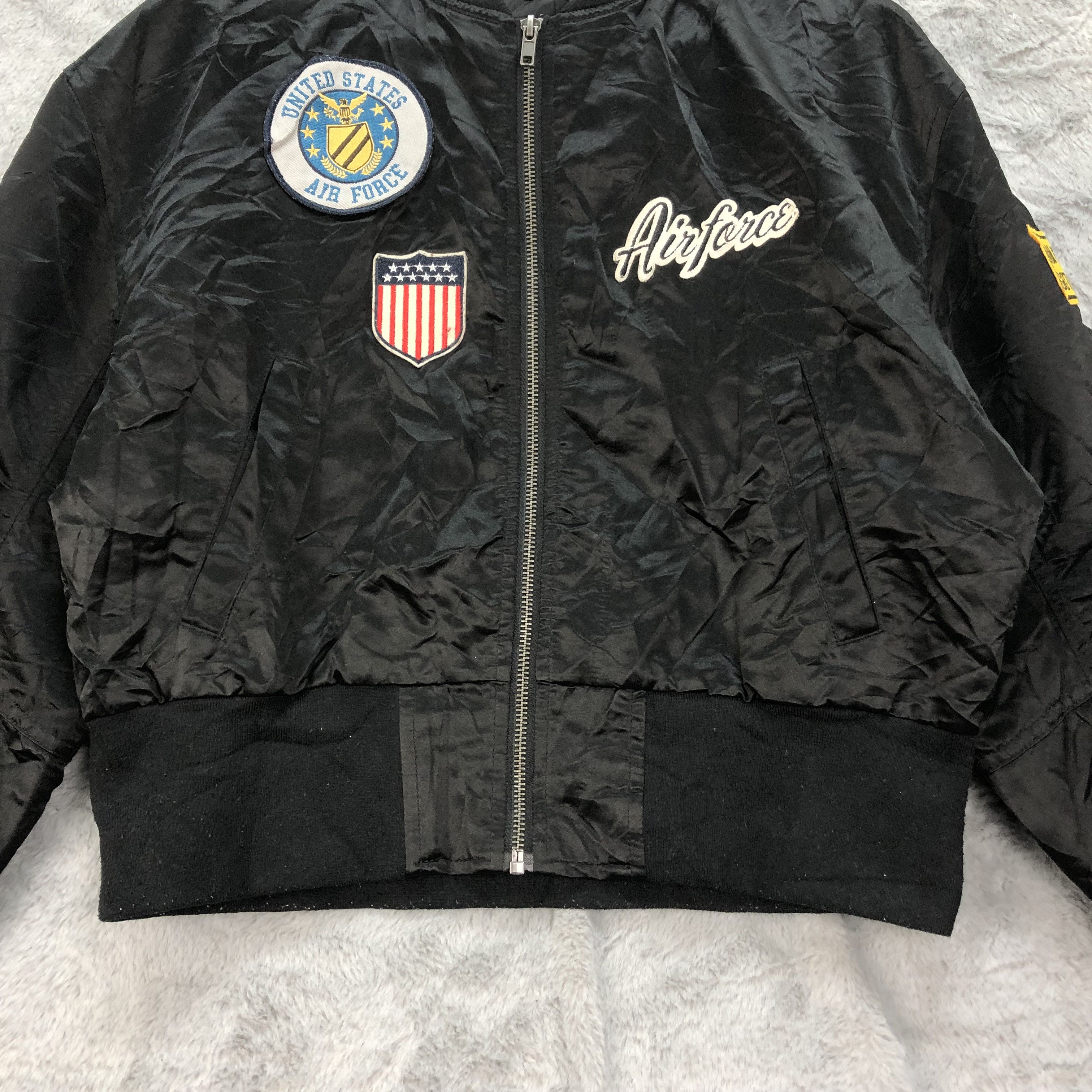 Japanese Brand Patches Black Bombers Cropped Jacket #4630-161 Size M / US 6-8 / IT 42-44 - 4 Thumbnail