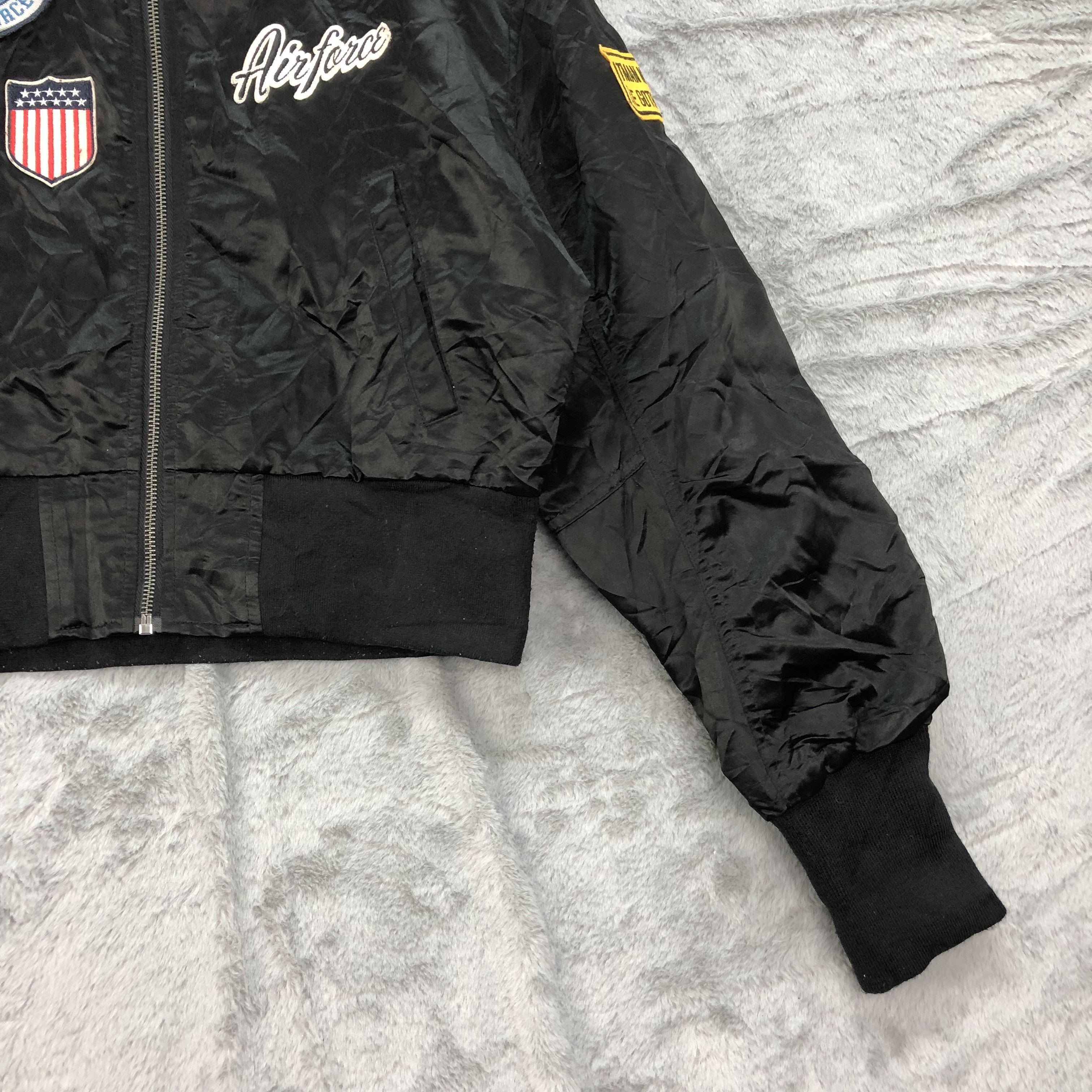 Japanese Brand Patches Black Bombers Cropped Jacket #4630-161 Size M / US 6-8 / IT 42-44 - 6 Thumbnail
