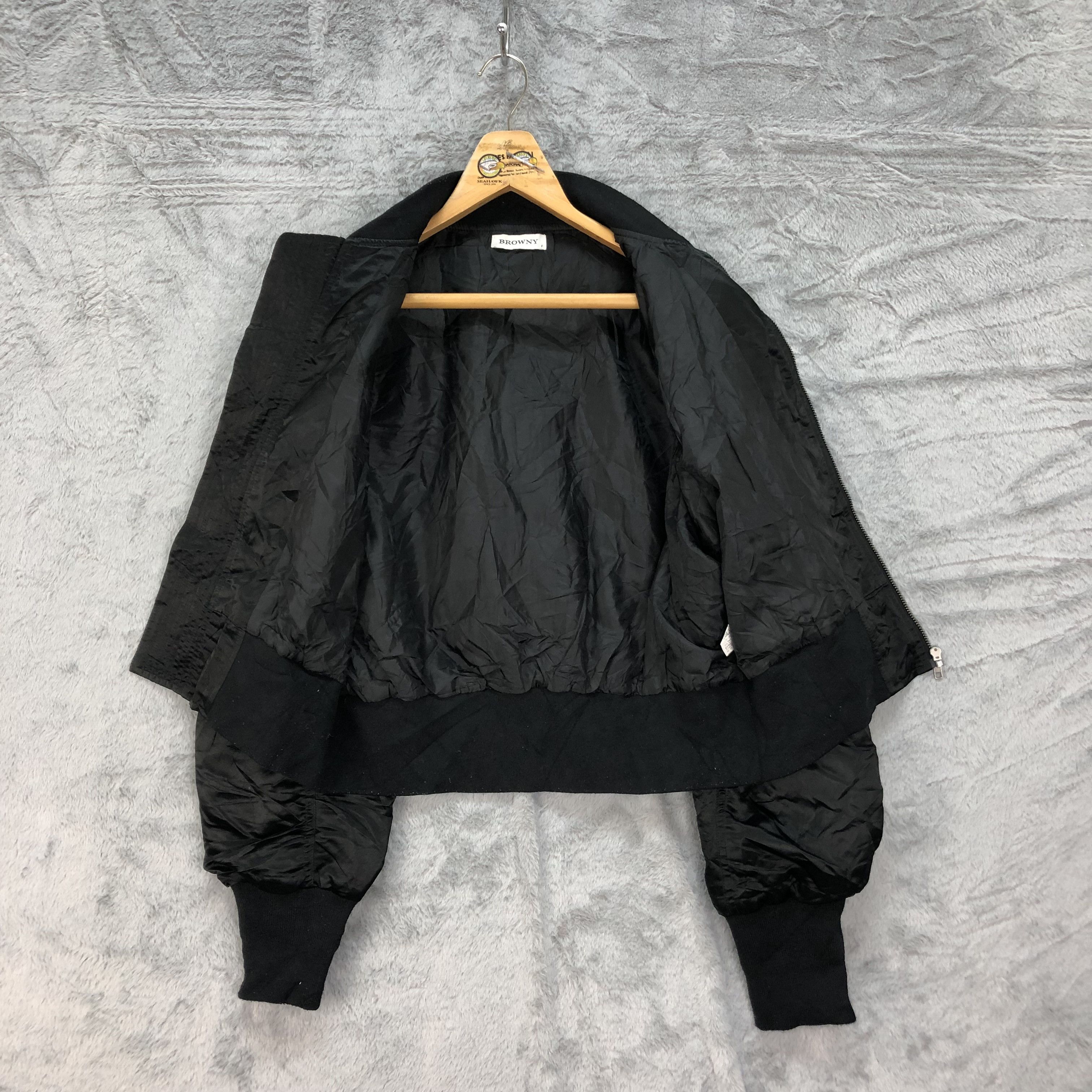 Japanese Brand Patches Black Bombers Cropped Jacket #4630-161 Size M / US 6-8 / IT 42-44 - 8 Thumbnail