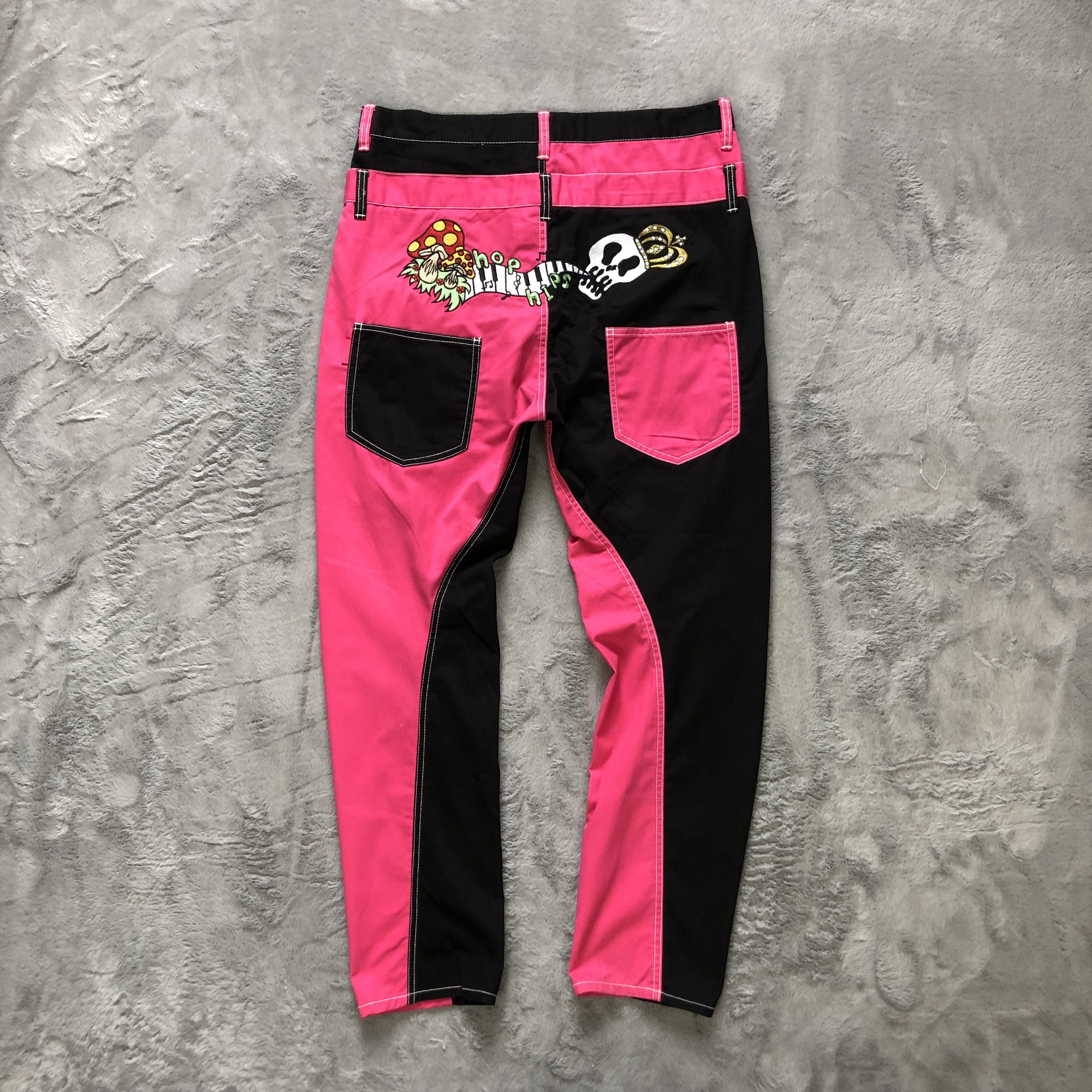 image of Avant Garde Black Pink Hybrid Double Waist Street Fashion Pant 6481-221, Men's (Size 35)