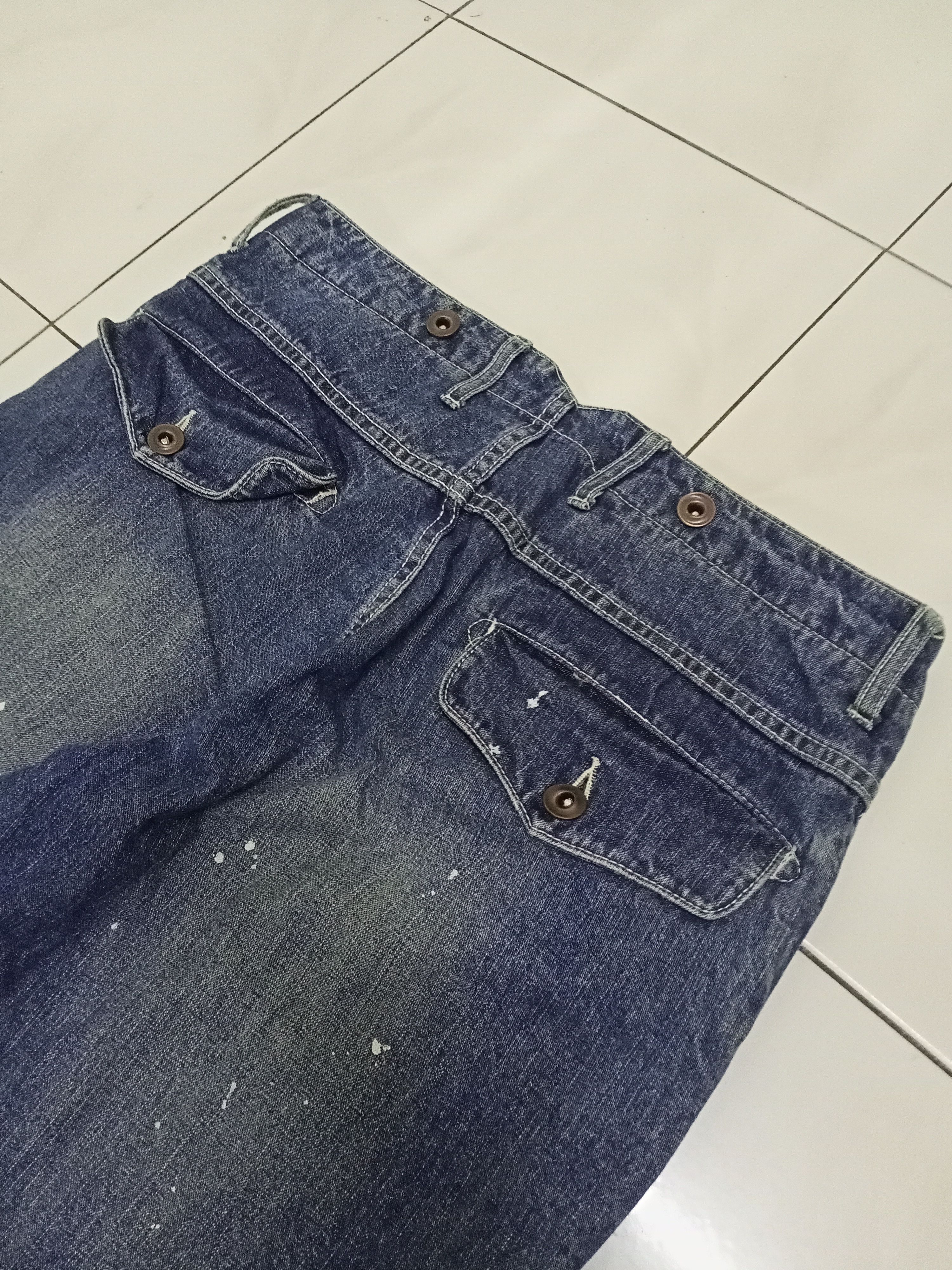 Japanese Brand Rage Blue Plain Splatter Denim Pants Size US 31 - 10 Thumbnail