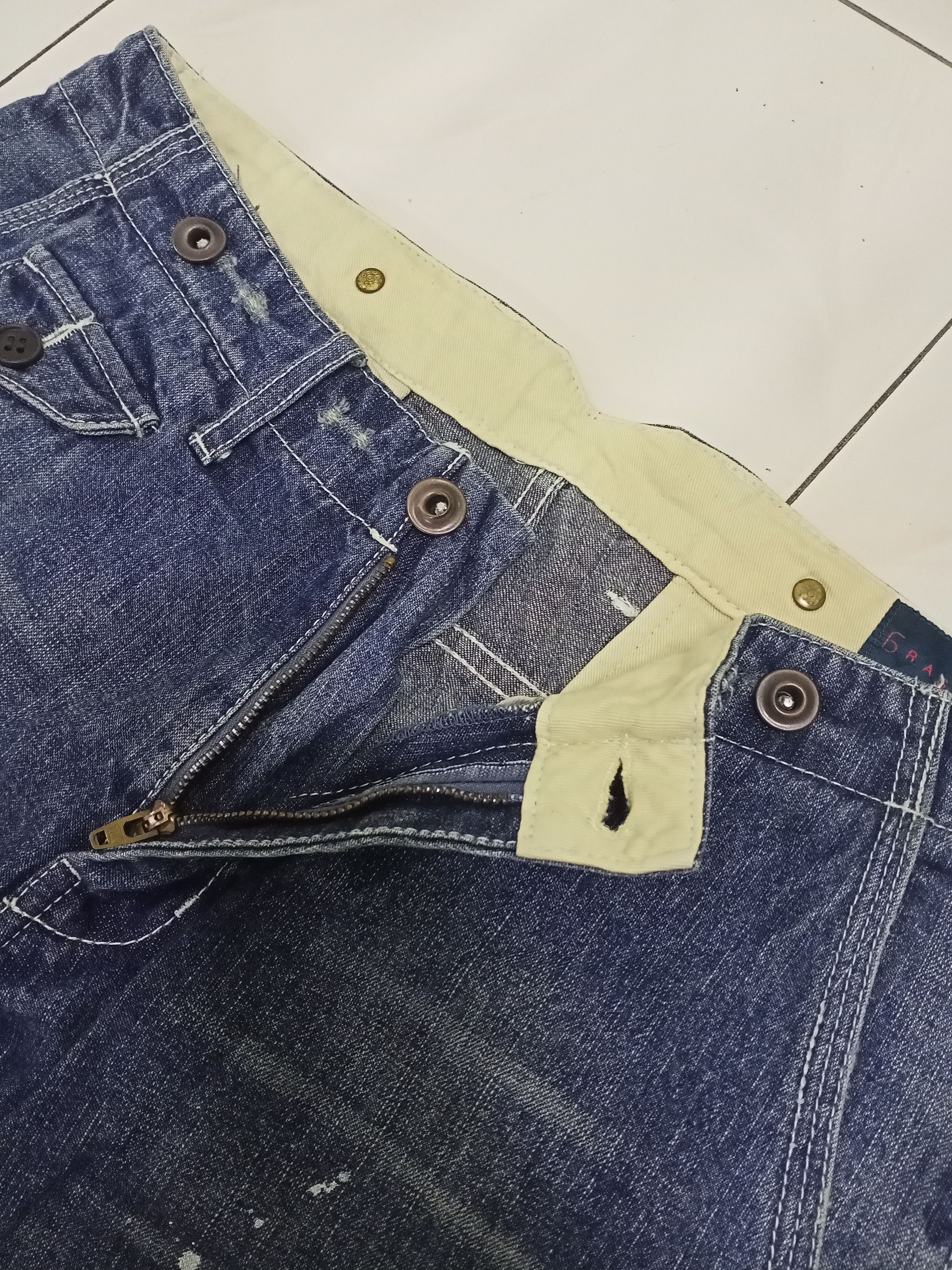 Japanese Brand Rage Blue Plain Splatter Denim Pants Size US 31 - 7 Thumbnail